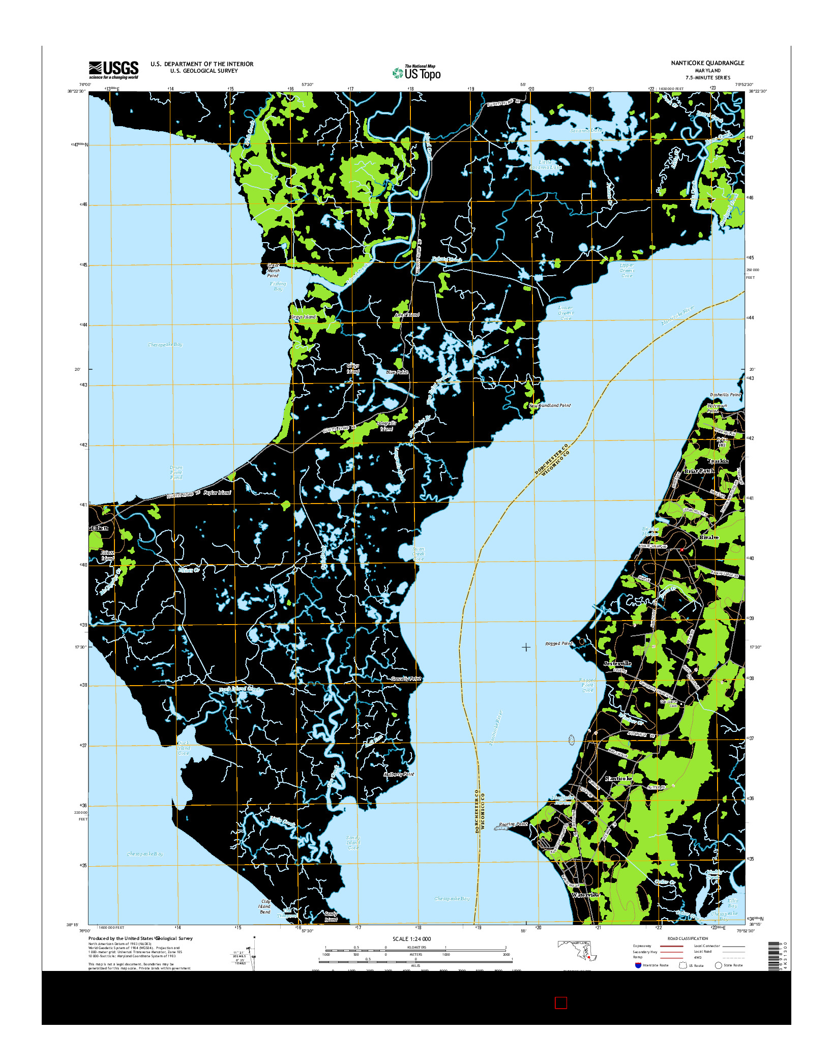 USGS US TOPO 7.5-MINUTE MAP FOR NANTICOKE, MD 2014