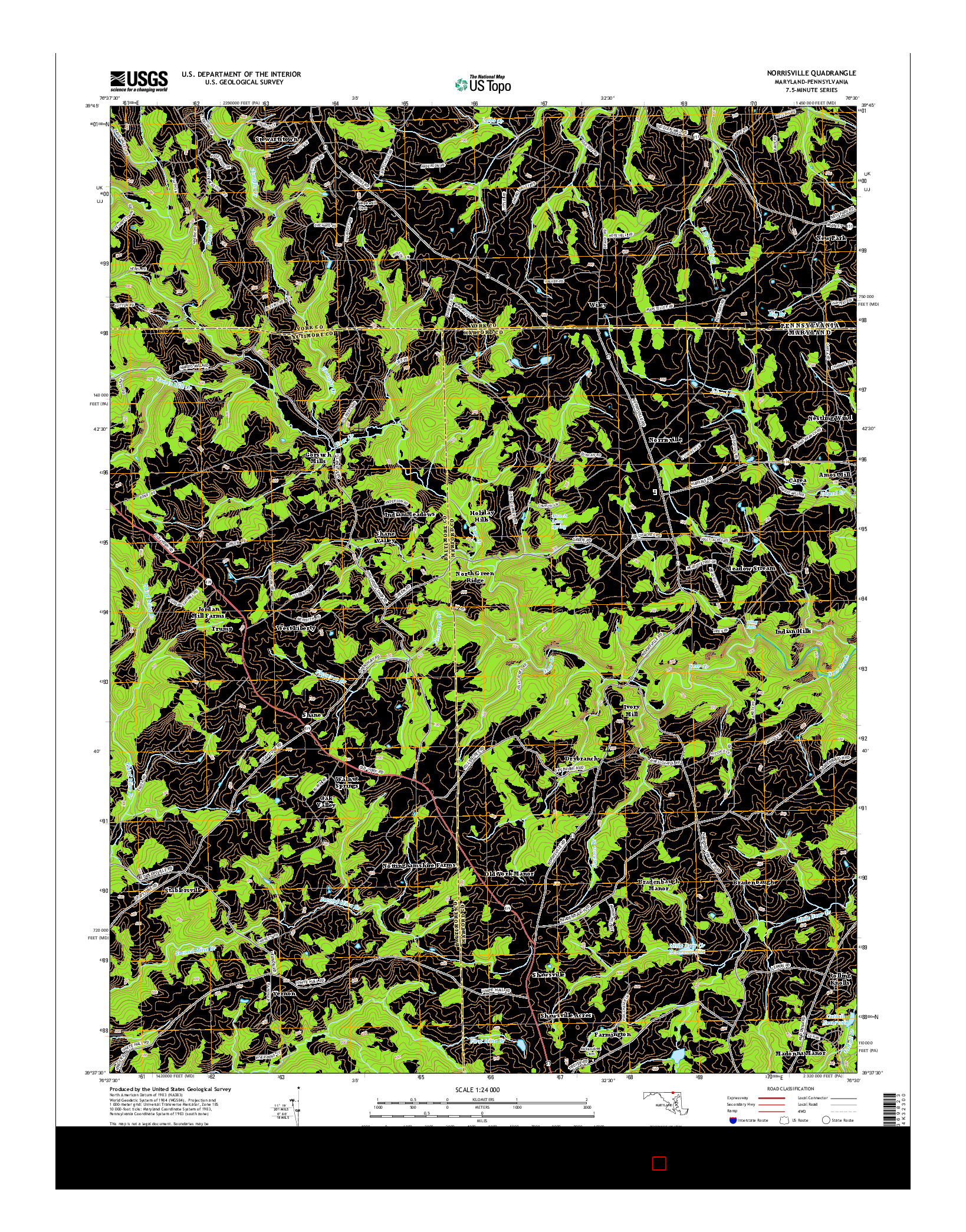 USGS US TOPO 7.5-MINUTE MAP FOR NORRISVILLE, MD-PA 2014