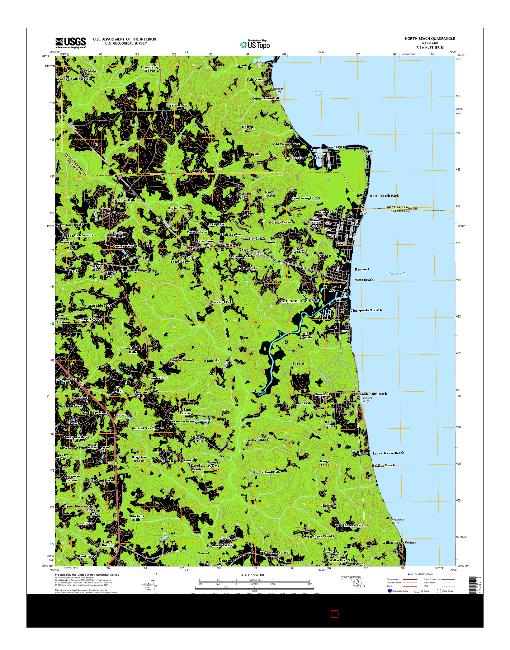 USGS US TOPO 7.5-MINUTE MAP FOR NORTH BEACH, MD 2014