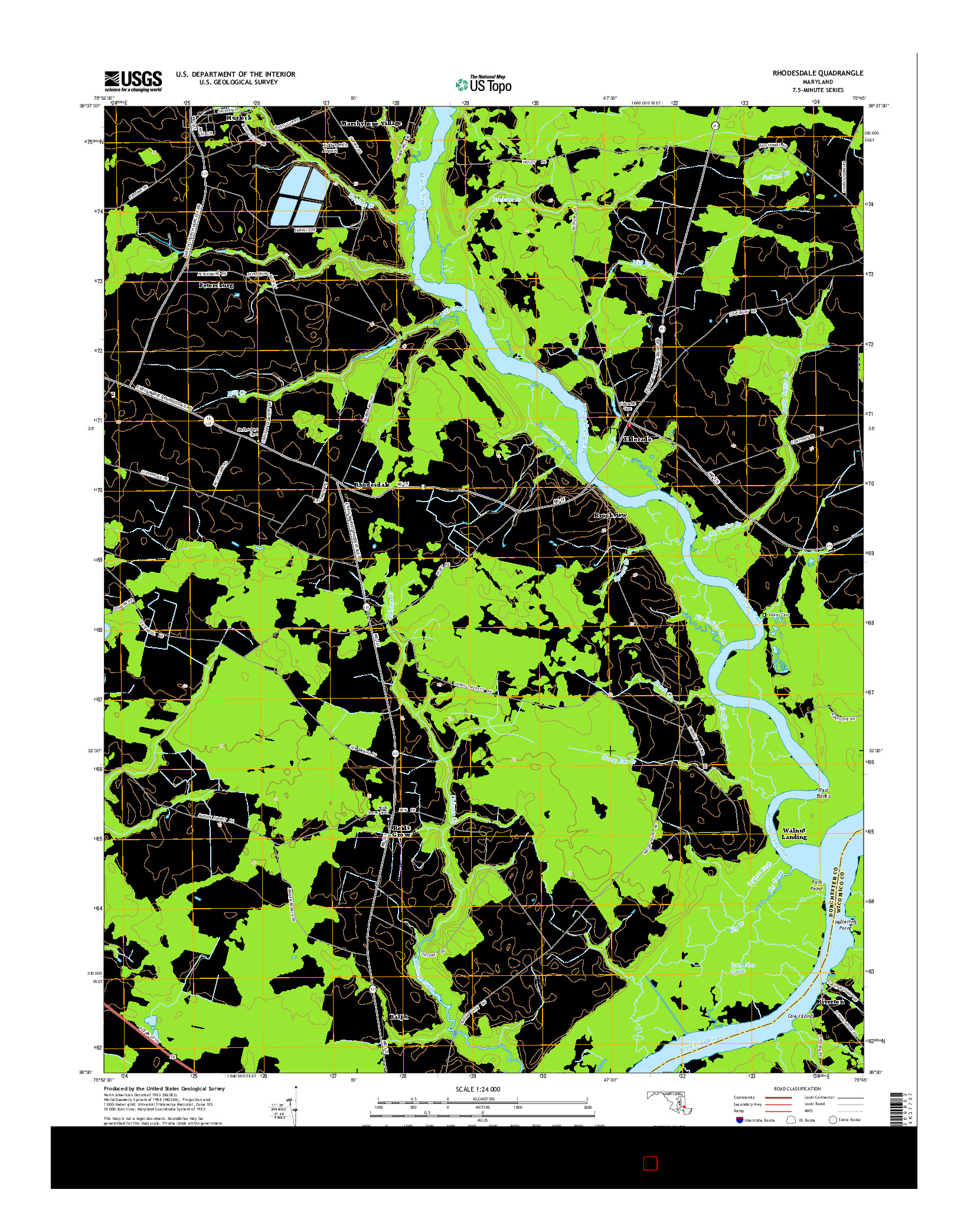 USGS US TOPO 7.5-MINUTE MAP FOR RHODESDALE, MD 2014