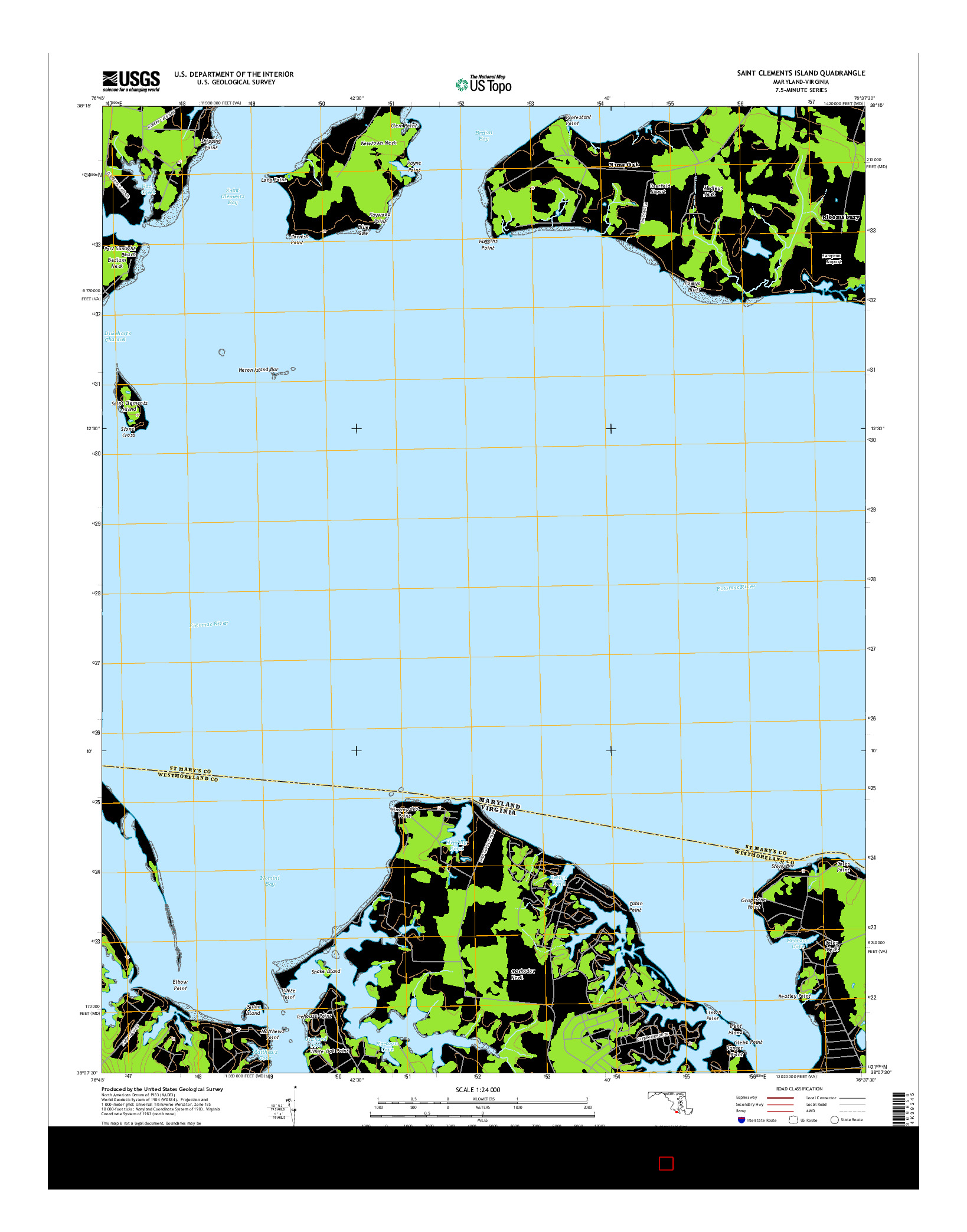 USGS US TOPO 7.5-MINUTE MAP FOR SAINT CLEMENTS ISLAND, MD-VA 2014