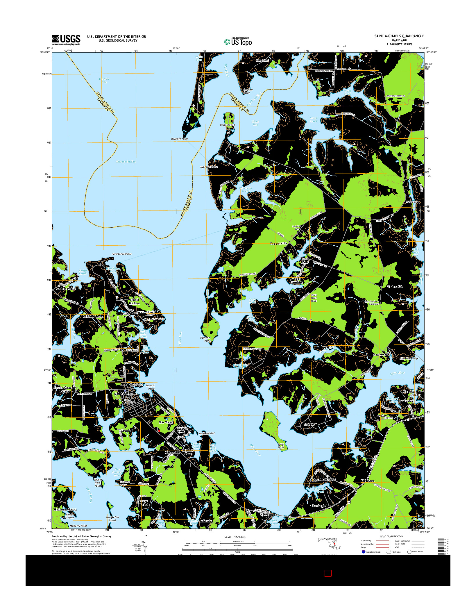 USGS US TOPO 7.5-MINUTE MAP FOR SAINT MICHAELS, MD 2014
