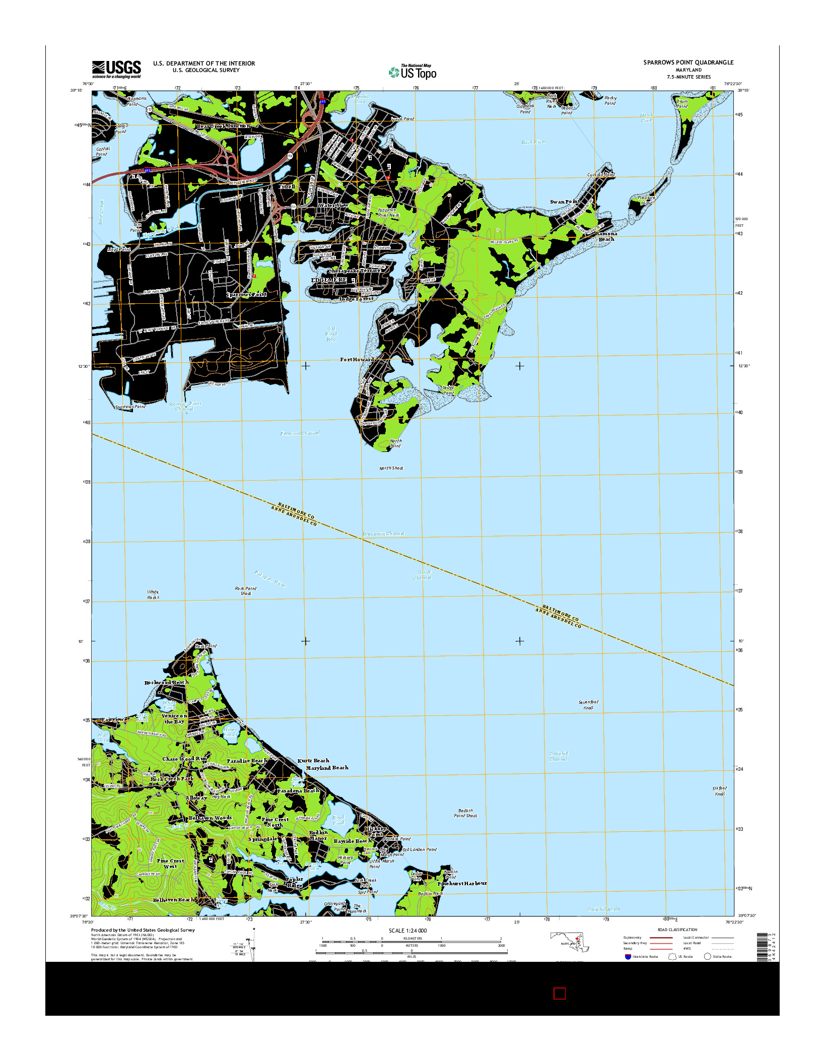 USGS US TOPO 7.5-MINUTE MAP FOR SPARROWS POINT, MD 2014