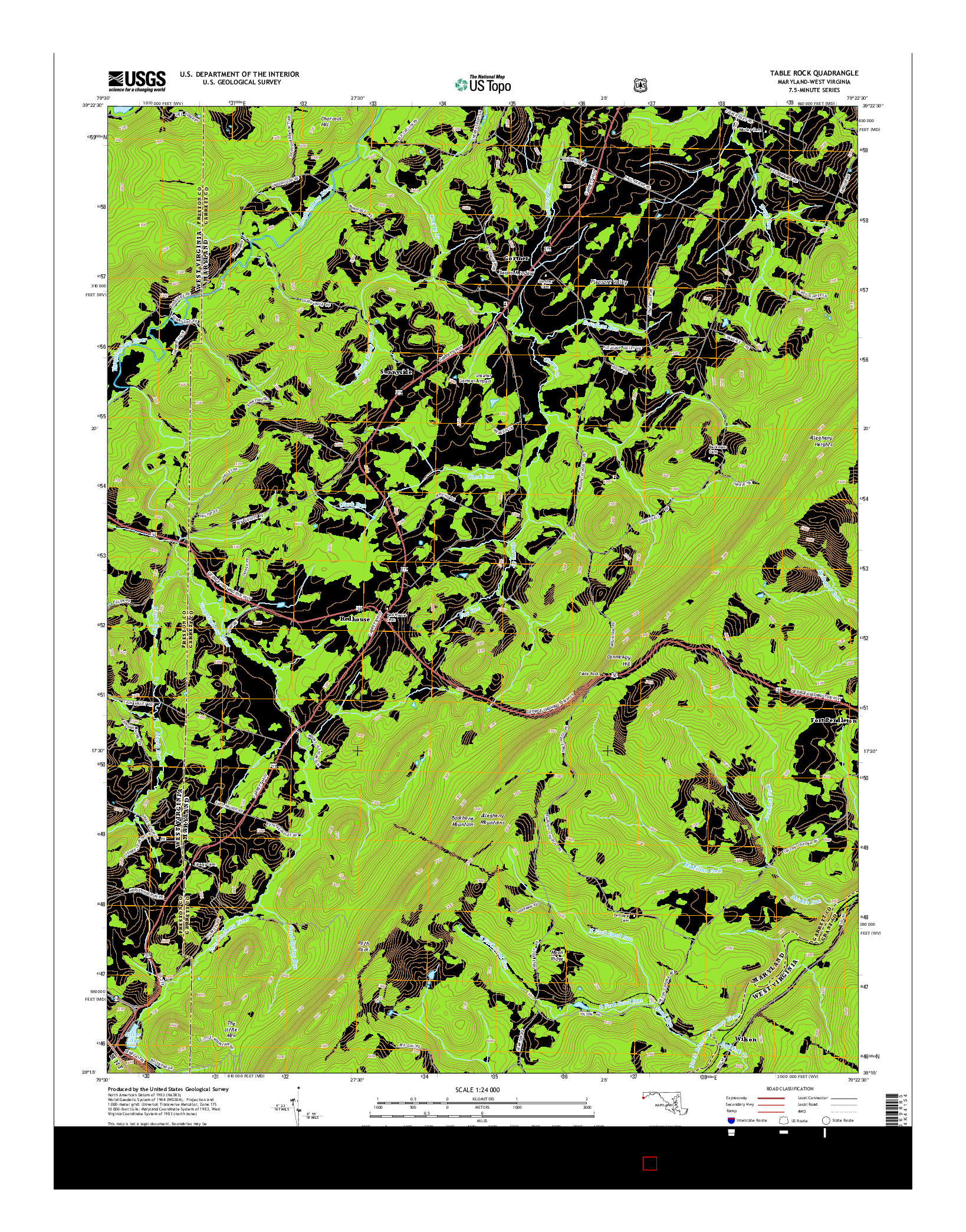USGS US TOPO 7.5-MINUTE MAP FOR TABLE ROCK, MD-WV 2014