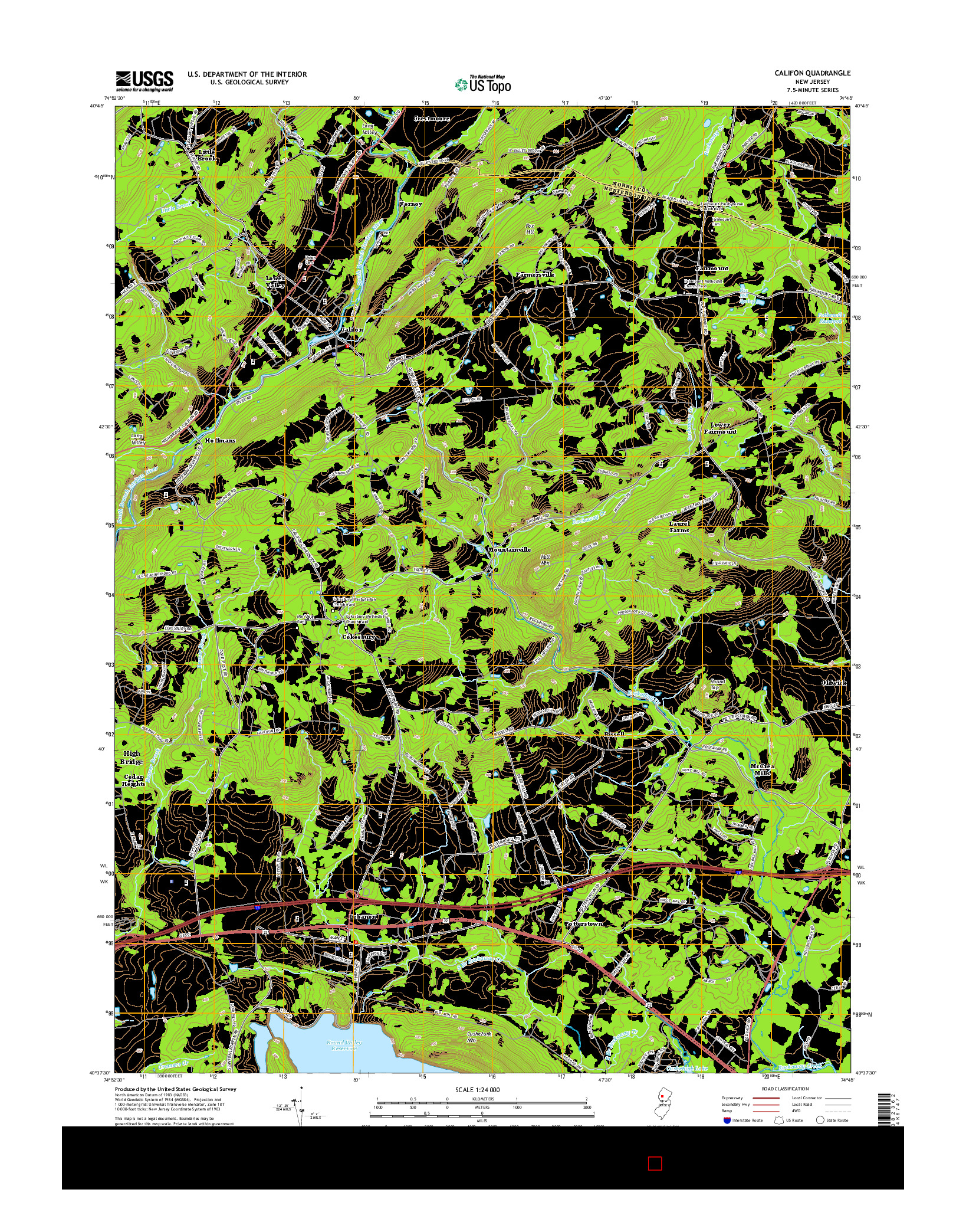 USGS US TOPO 7.5-MINUTE MAP FOR CALIFON, NJ 2014