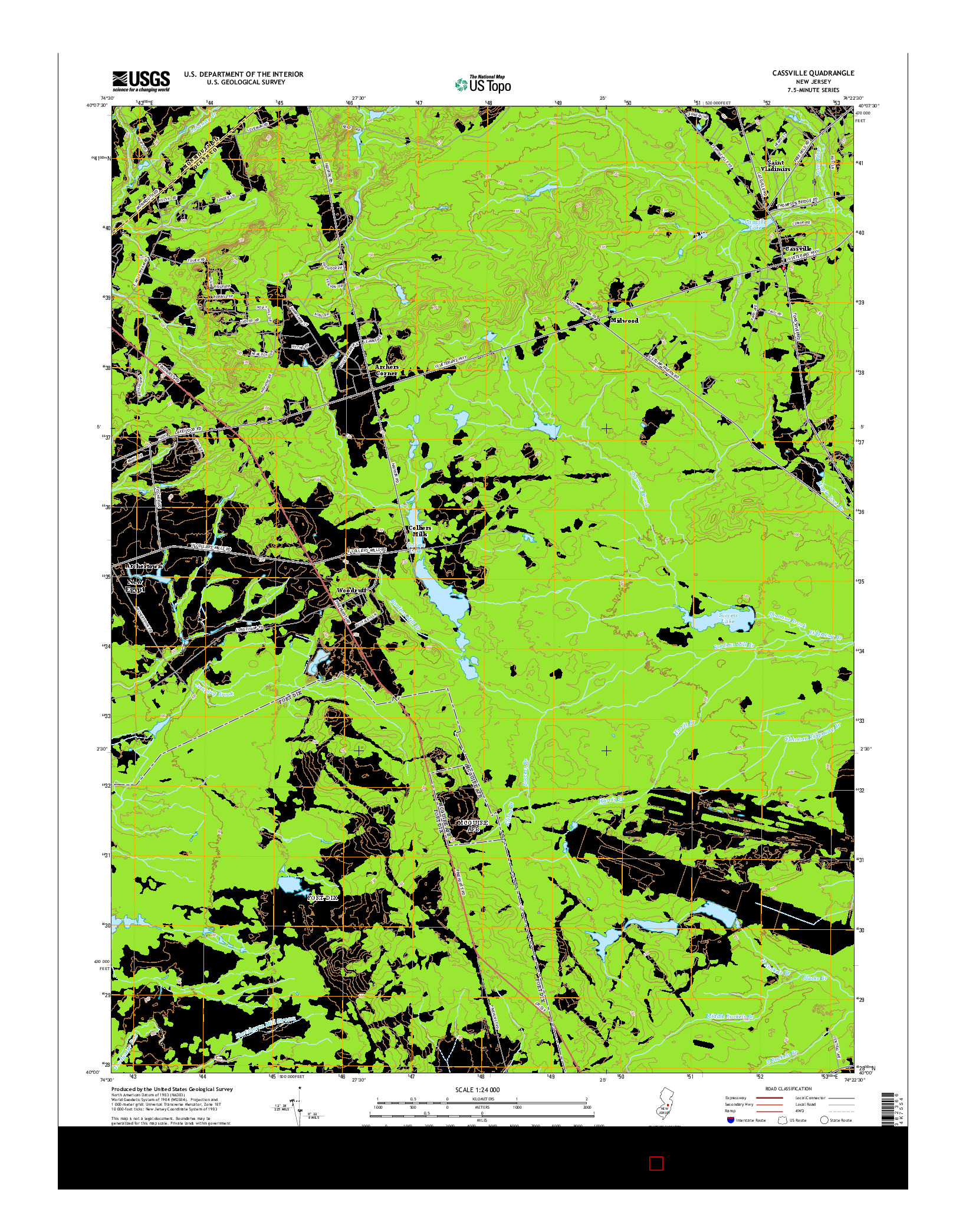 USGS US TOPO 7.5-MINUTE MAP FOR CASSVILLE, NJ 2014