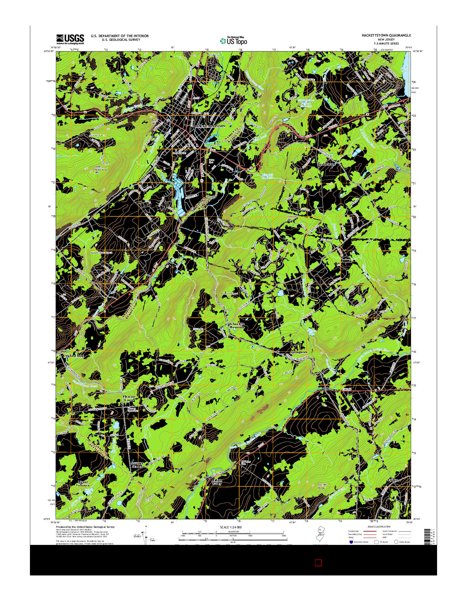 USGS US TOPO 7.5-MINUTE MAP FOR HACKETTSTOWN, NJ 2014