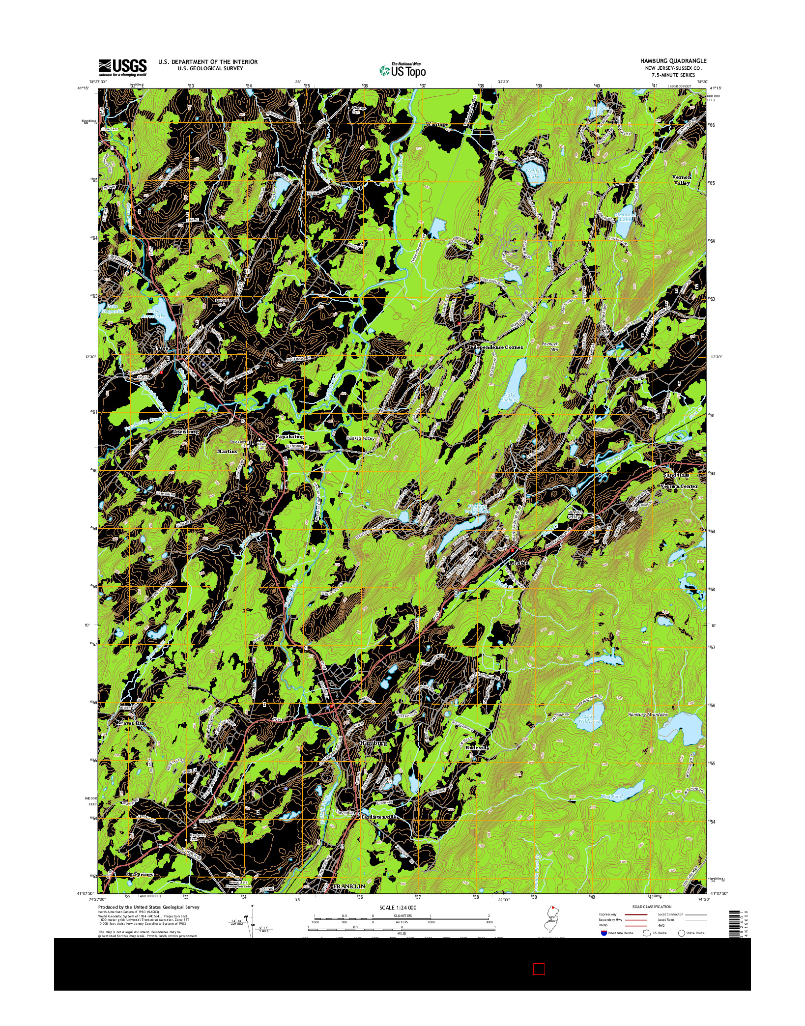 USGS US TOPO 7.5-MINUTE MAP FOR HAMBURG, NJ 2014