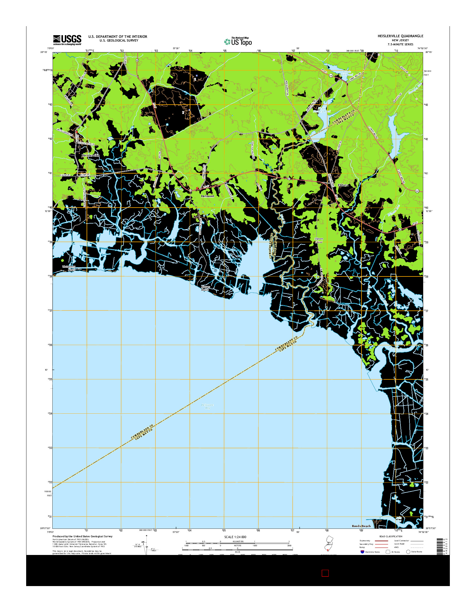 USGS US TOPO 7.5-MINUTE MAP FOR HEISLERVILLE, NJ 2014