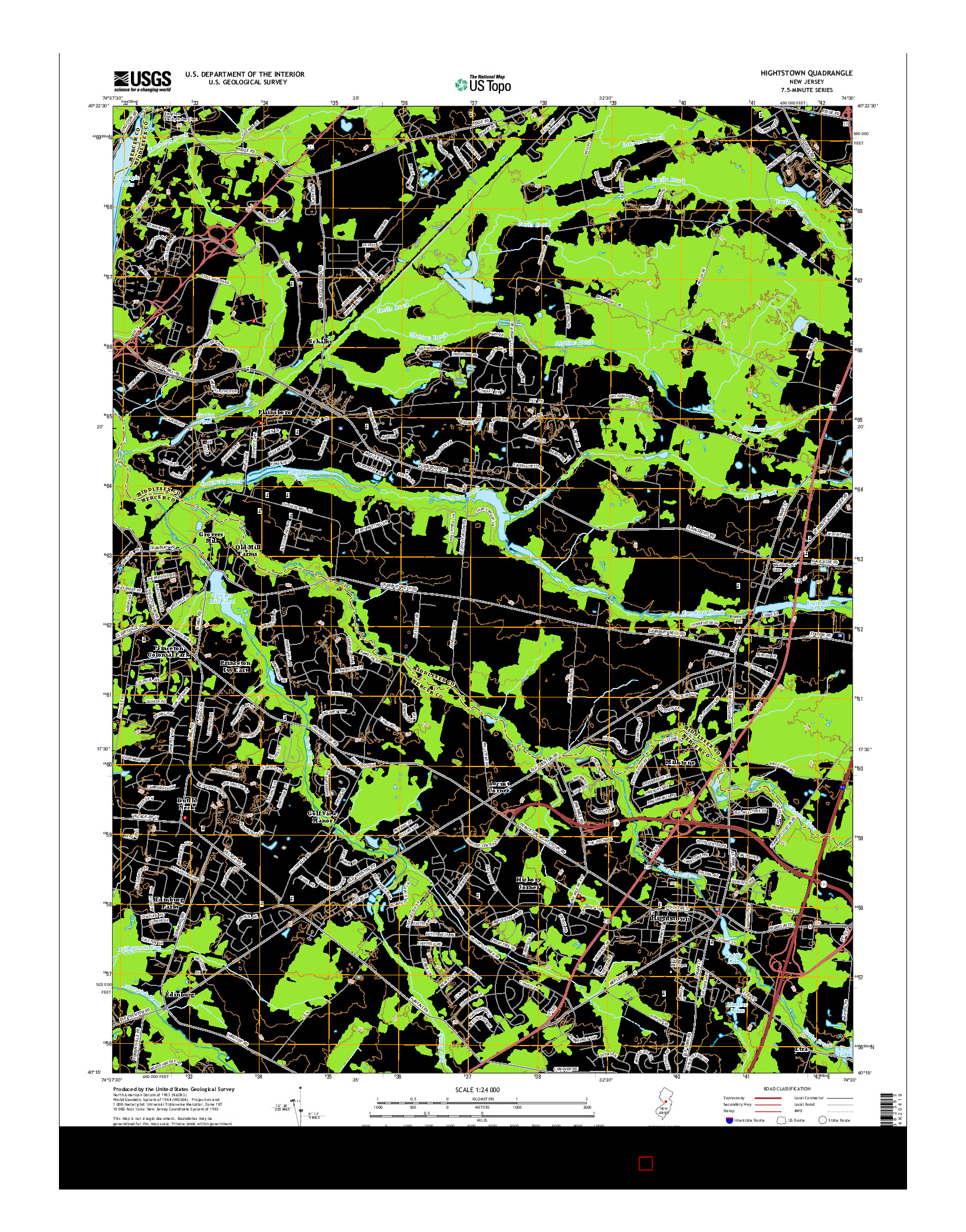 USGS US TOPO 7.5-MINUTE MAP FOR HIGHTSTOWN, NJ 2014