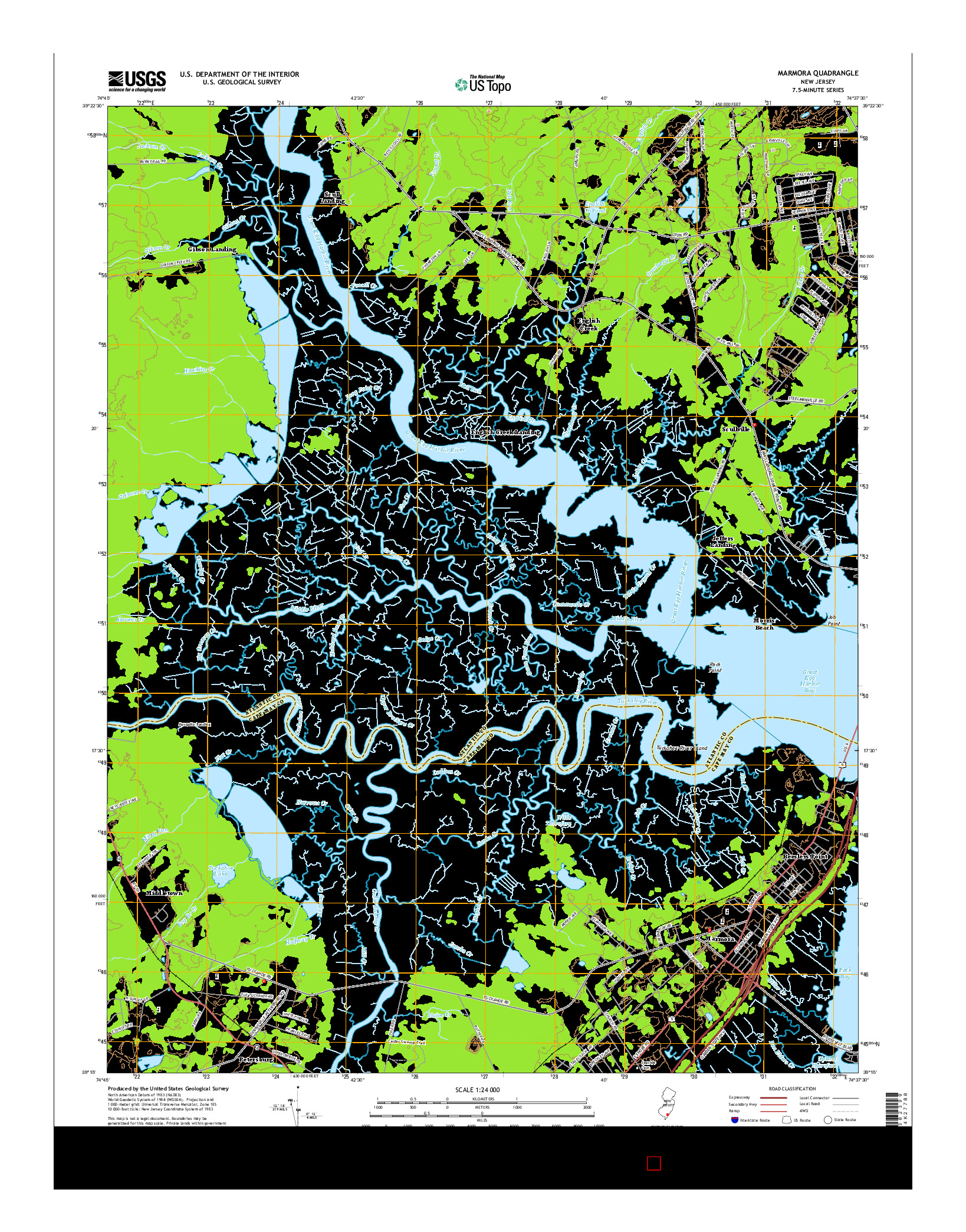 USGS US TOPO 7.5-MINUTE MAP FOR MARMORA, NJ 2014