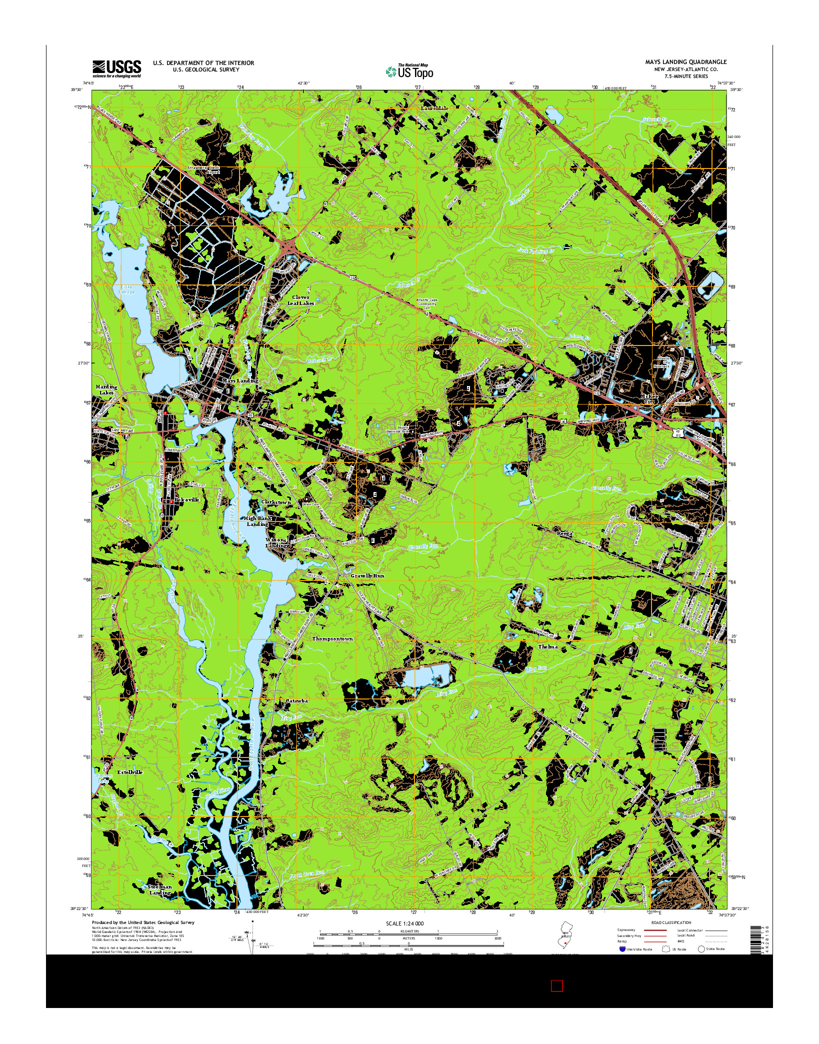 USGS US TOPO 7.5-MINUTE MAP FOR MAYS LANDING, NJ 2014