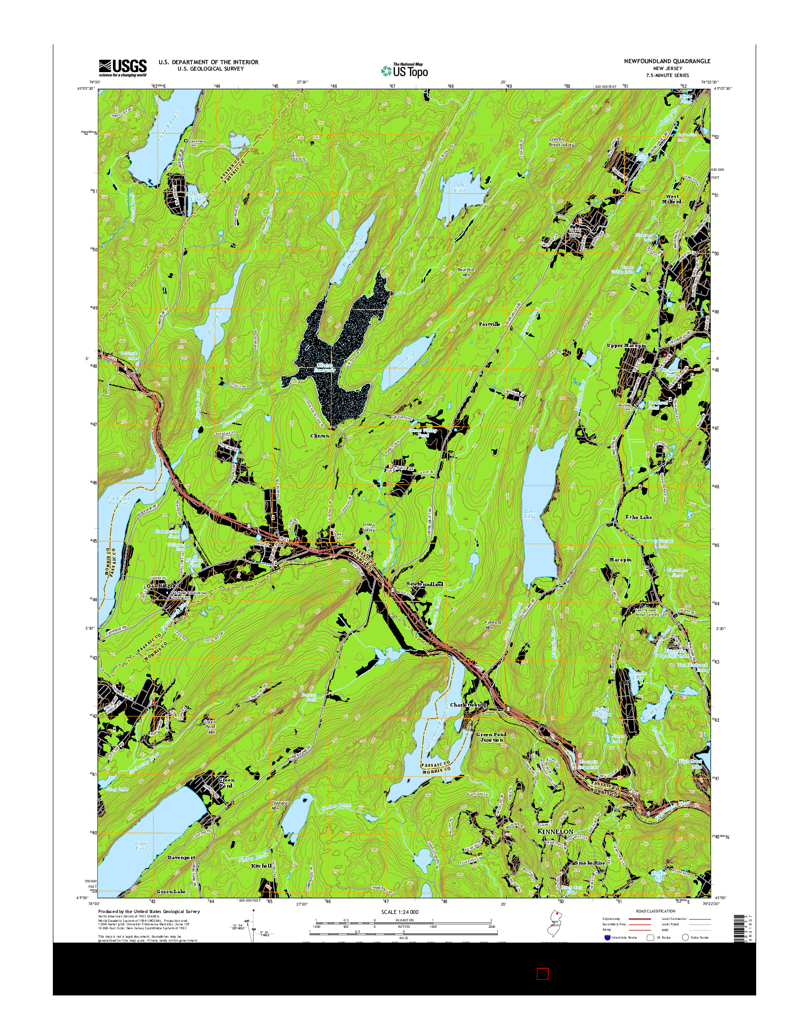 USGS US TOPO 7.5-MINUTE MAP FOR NEWFOUNDLAND, NJ 2014