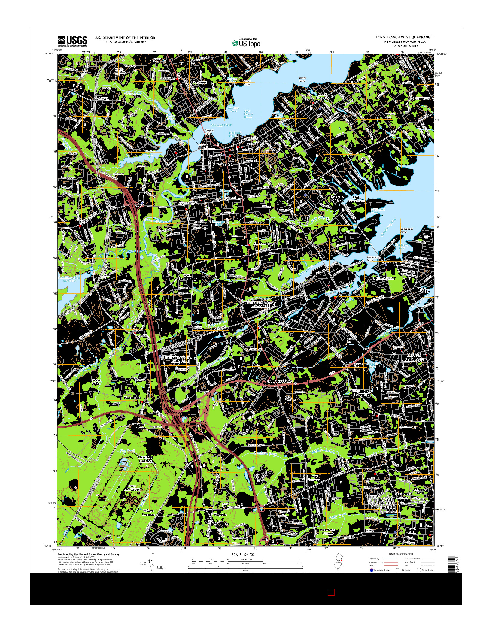 USGS US TOPO 7.5-MINUTE MAP FOR LONG BRANCH WEST, NJ 2014