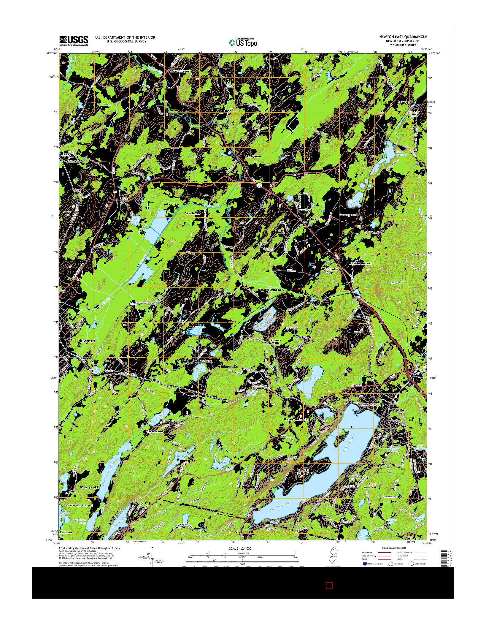 USGS US TOPO 7.5-MINUTE MAP FOR NEWTON EAST, NJ 2014