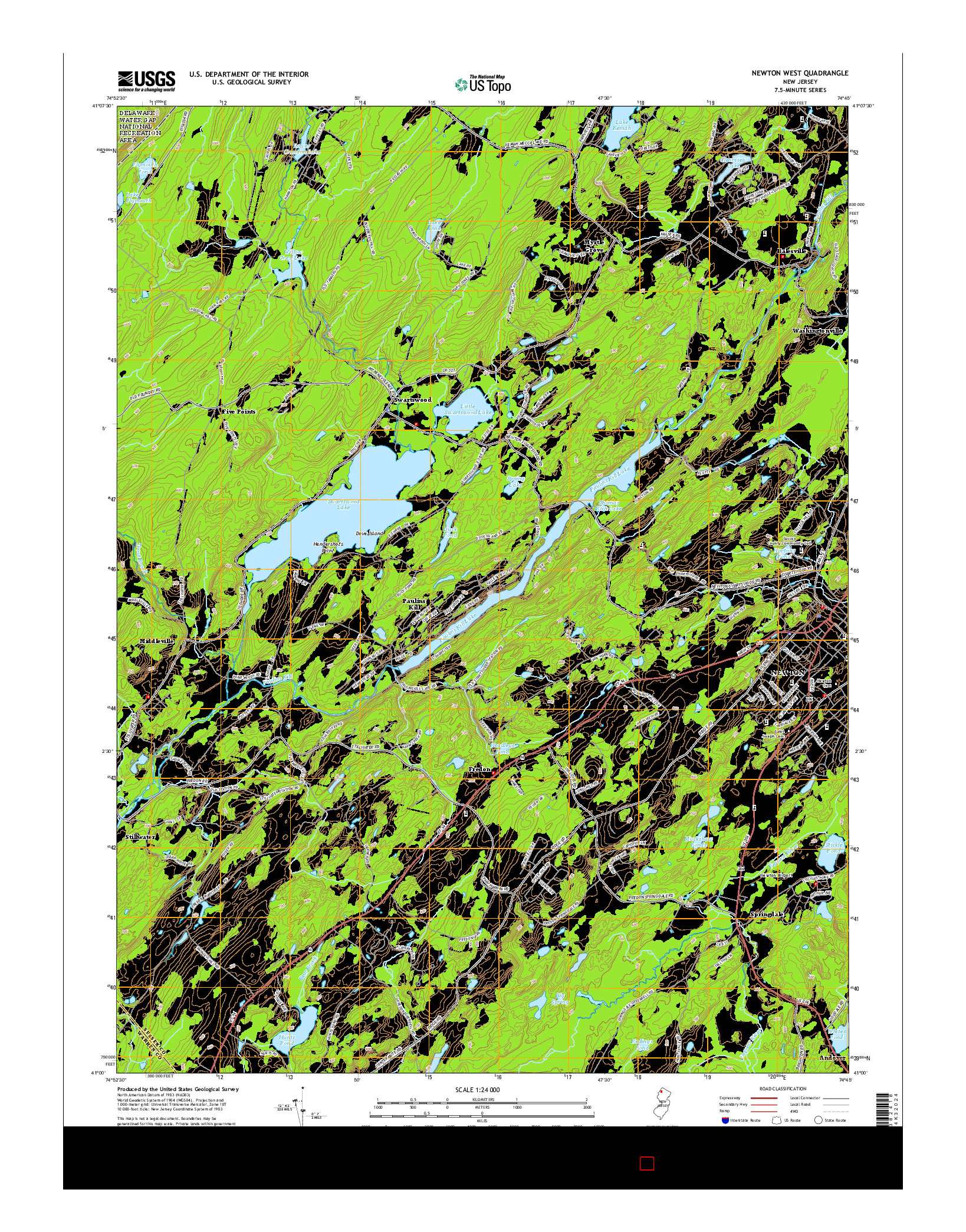 USGS US TOPO 7.5-MINUTE MAP FOR NEWTON WEST, NJ 2014