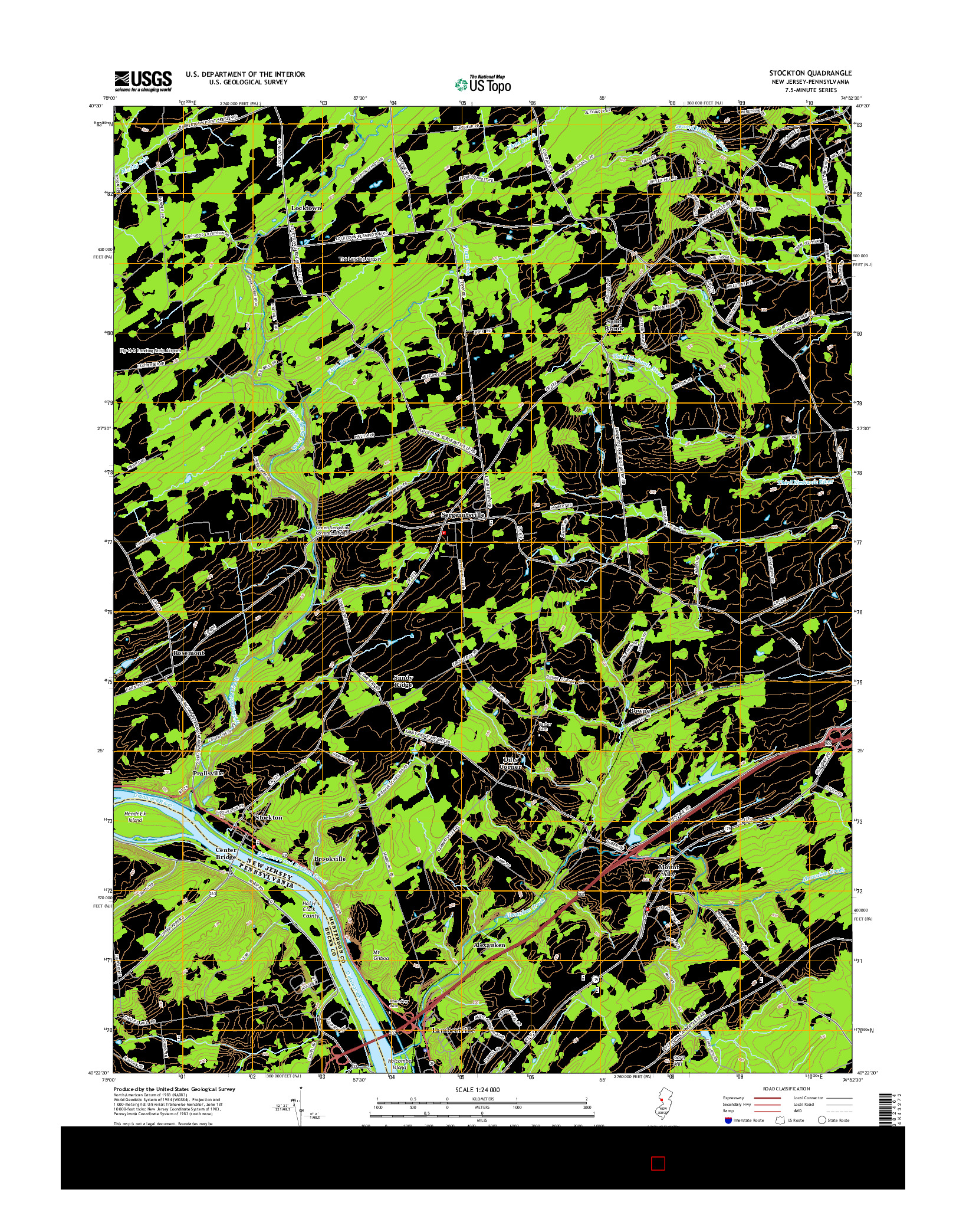 USGS US TOPO 7.5-MINUTE MAP FOR STOCKTON, NJ-PA 2014
