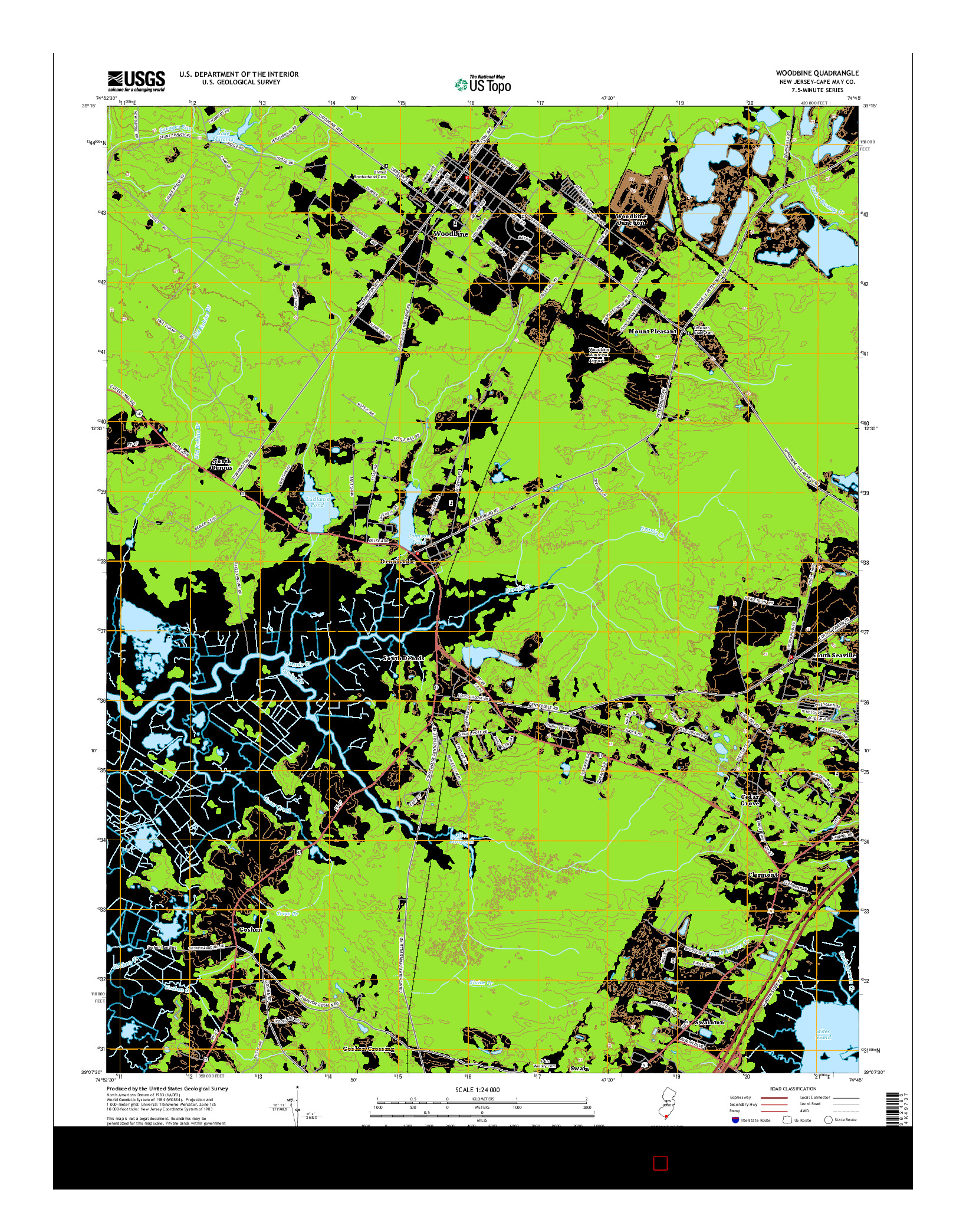 USGS US TOPO 7.5-MINUTE MAP FOR WOODBINE, NJ 2014