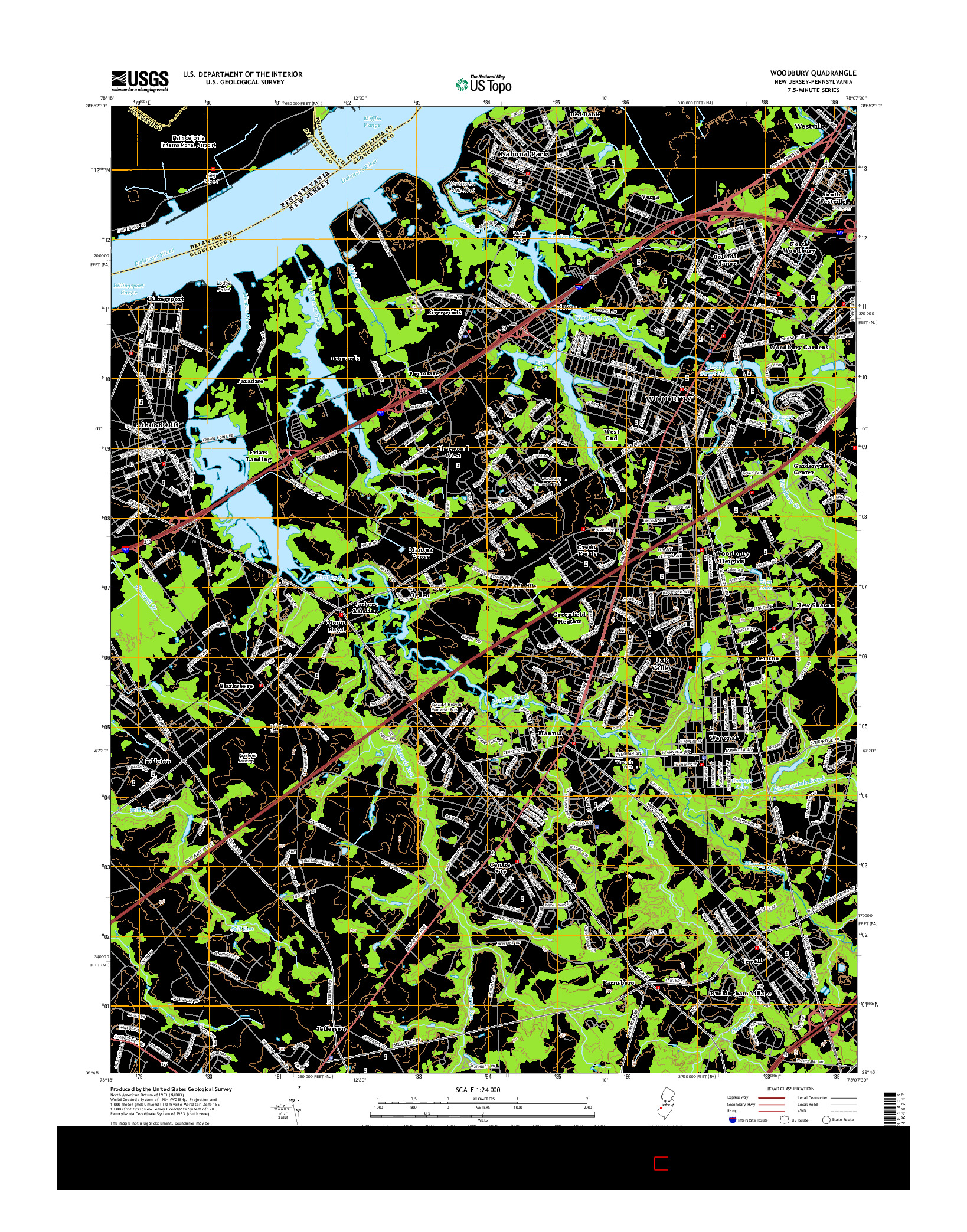 USGS US TOPO 7.5-MINUTE MAP FOR WOODBURY, NJ-PA 2014