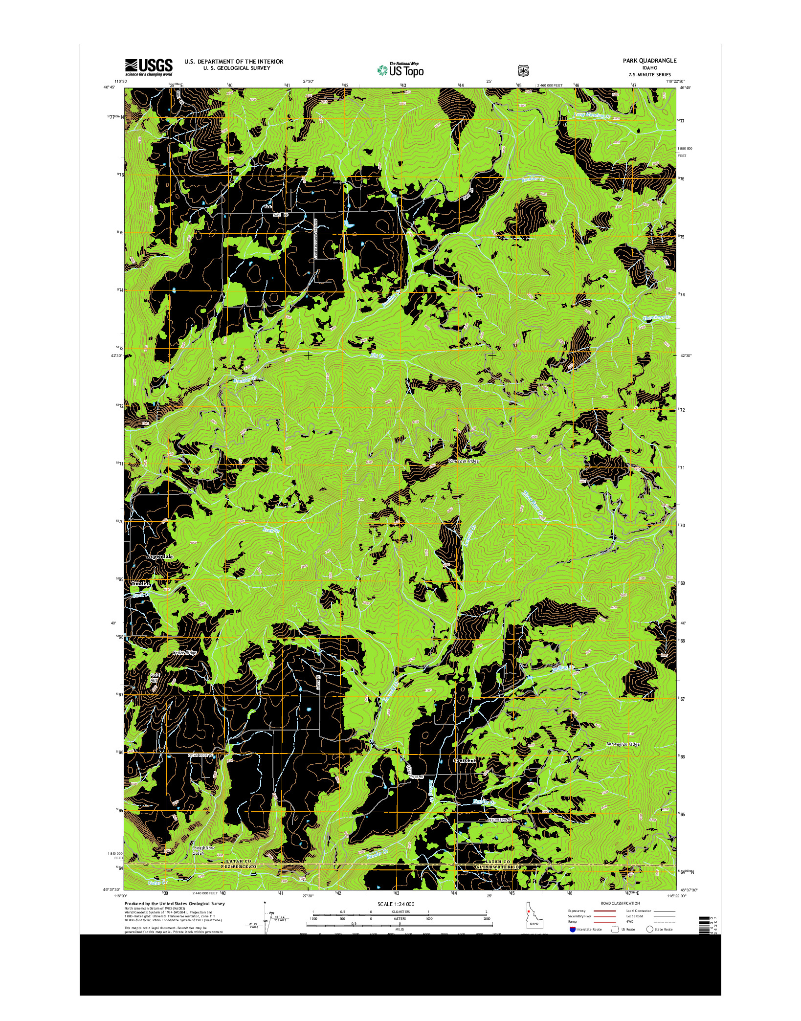 USGS US TOPO 7.5-MINUTE MAP FOR PARK, ID 2014