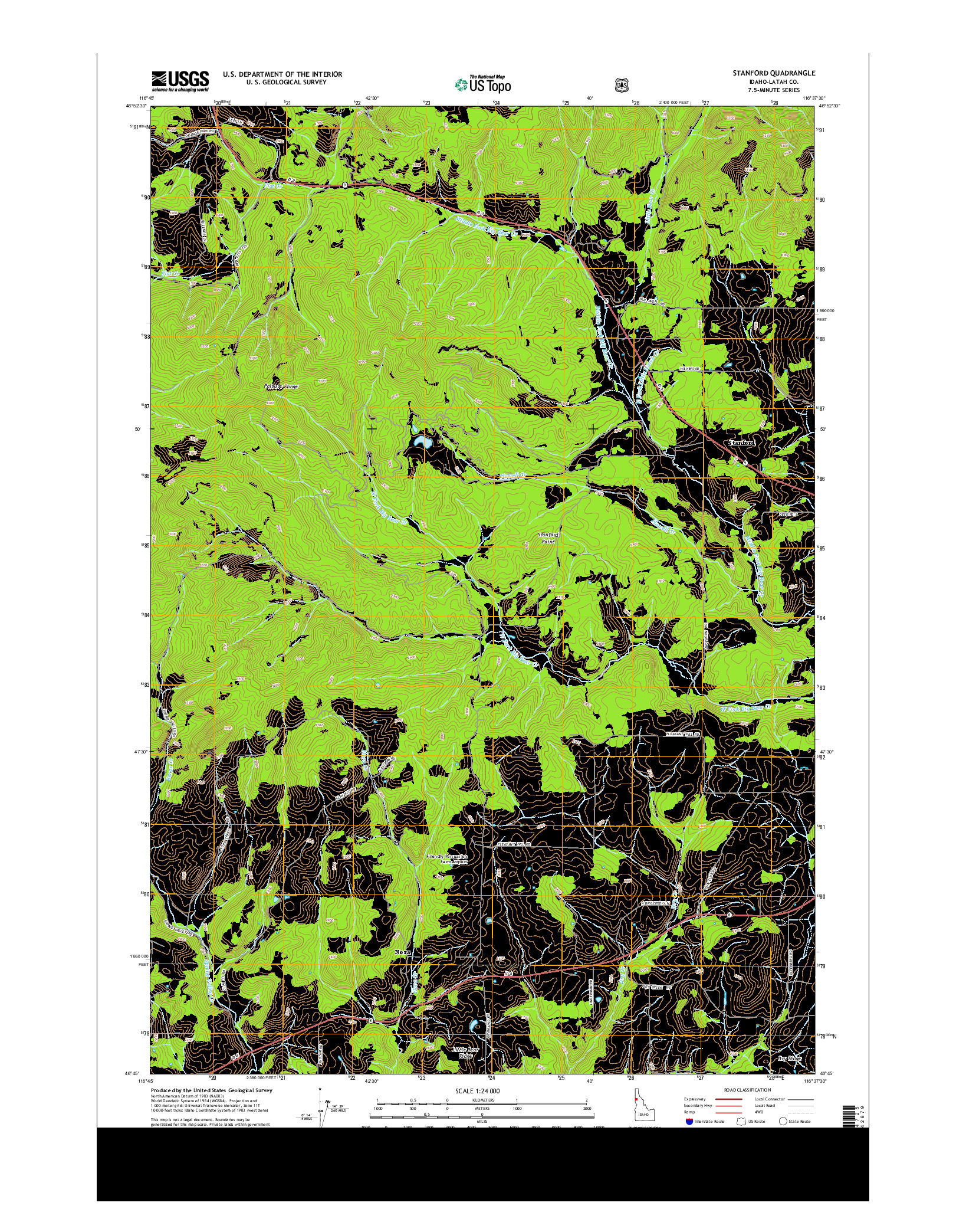 USGS US TOPO 7.5-MINUTE MAP FOR STANFORD, ID 2014