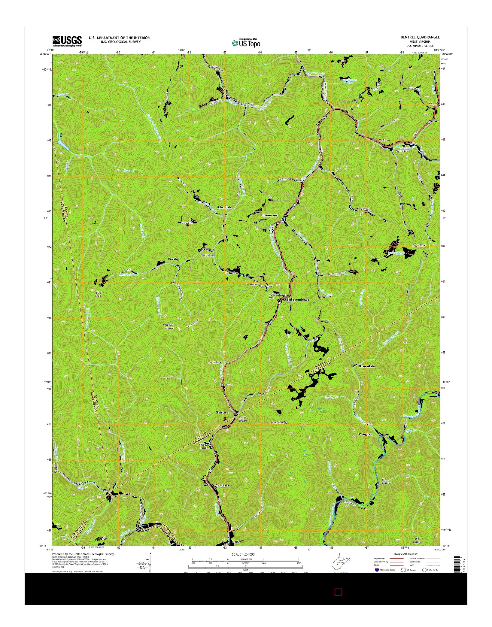 USGS US TOPO 7.5-MINUTE MAP FOR BENTREE, WV 2014