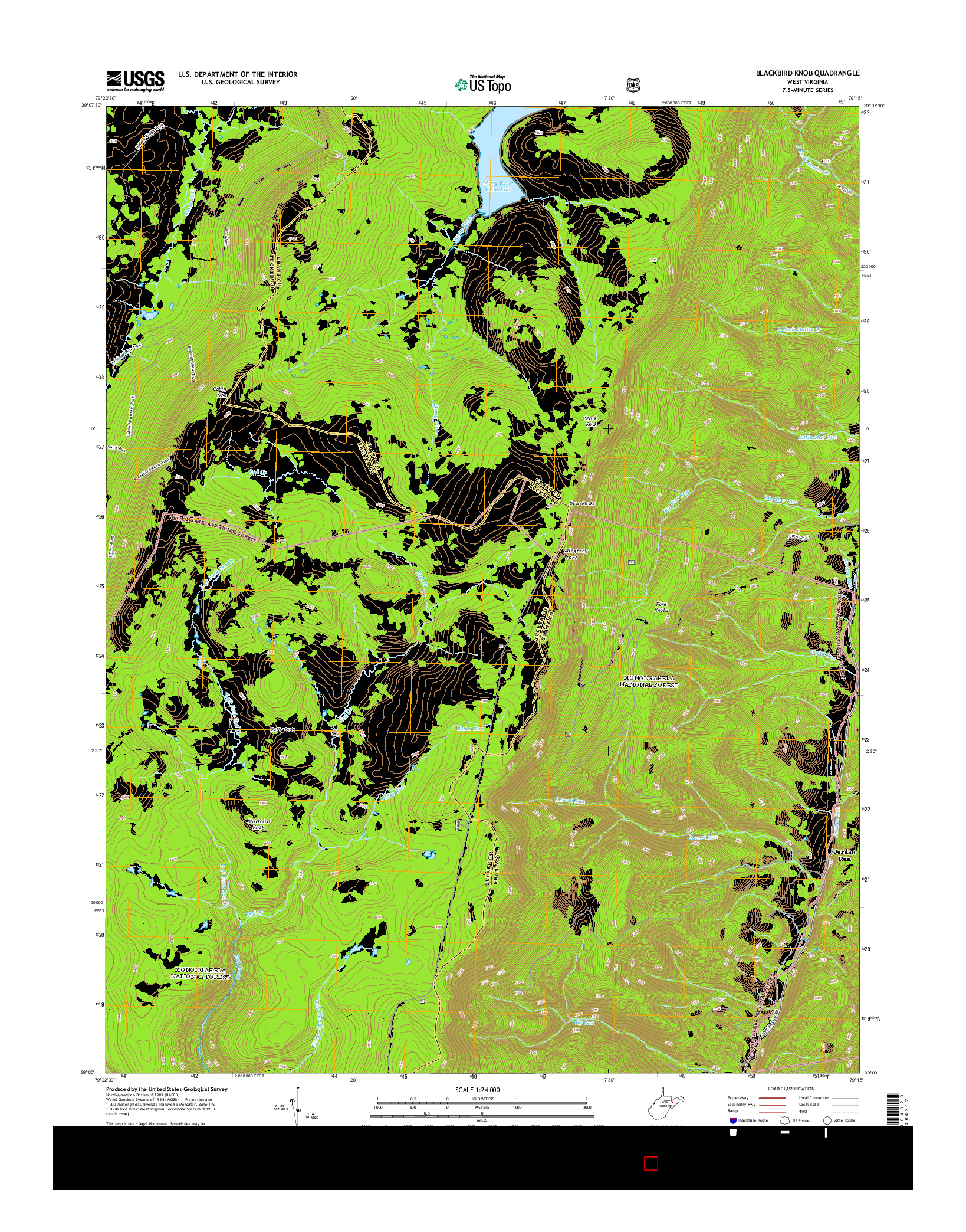 USGS US TOPO 7.5-MINUTE MAP FOR BLACKBIRD KNOB, WV 2014