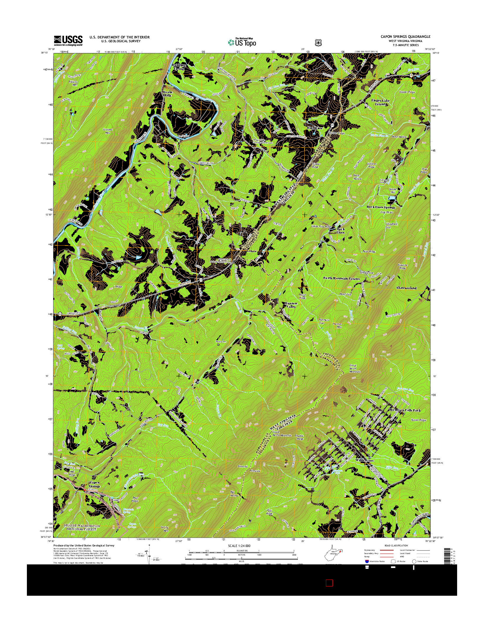 USGS US TOPO 7.5-MINUTE MAP FOR CAPON SPRINGS, WV-VA 2014