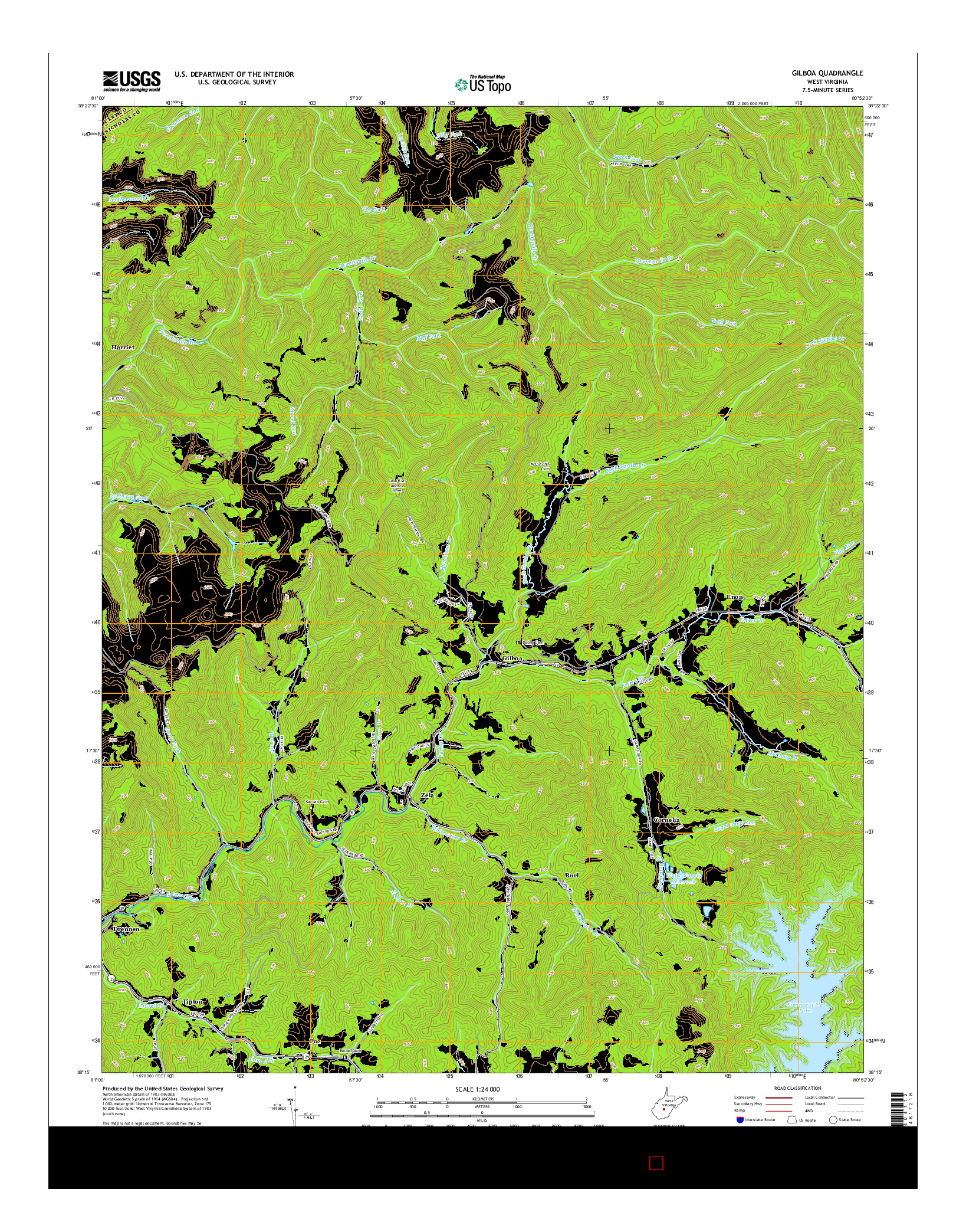 USGS US TOPO 7.5-MINUTE MAP FOR GILBOA, WV 2014