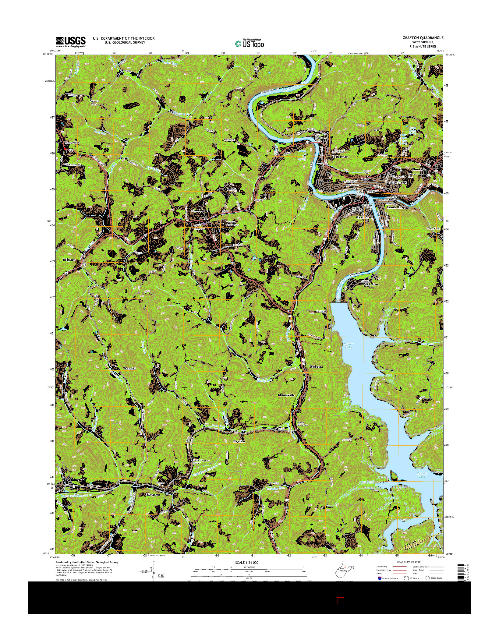 USGS US TOPO 7.5-MINUTE MAP FOR GRAFTON, WV 2014