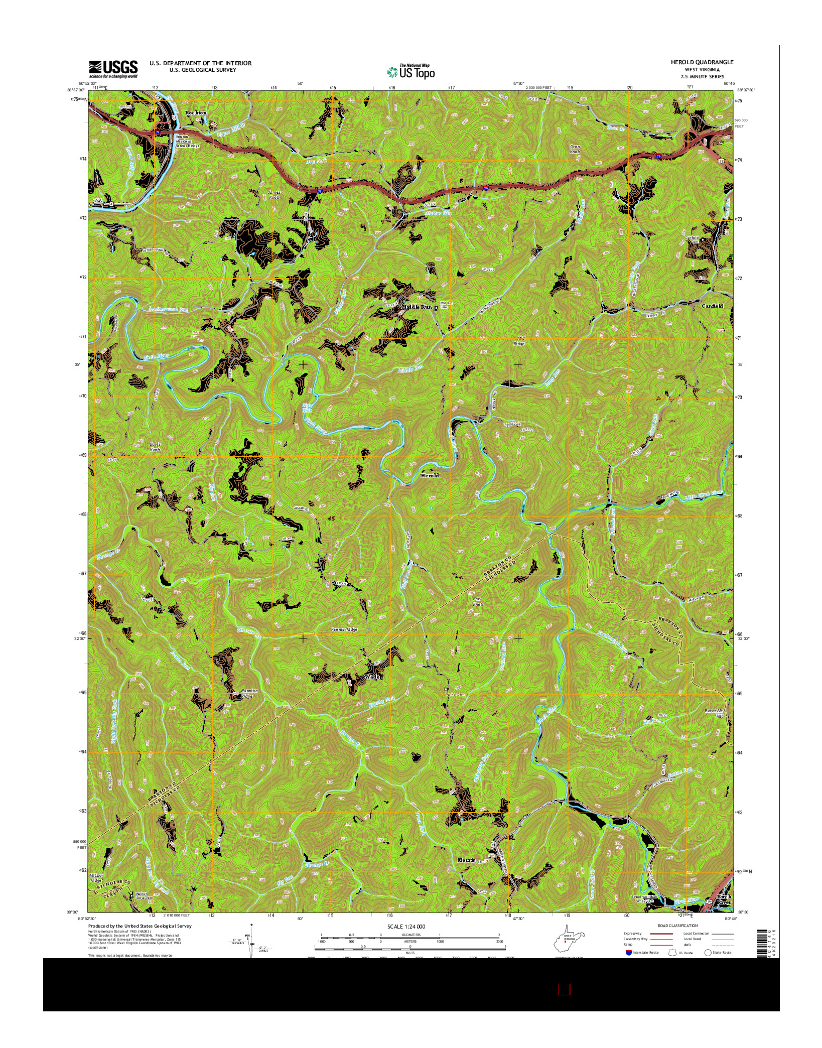 USGS US TOPO 7.5-MINUTE MAP FOR HEROLD, WV 2014