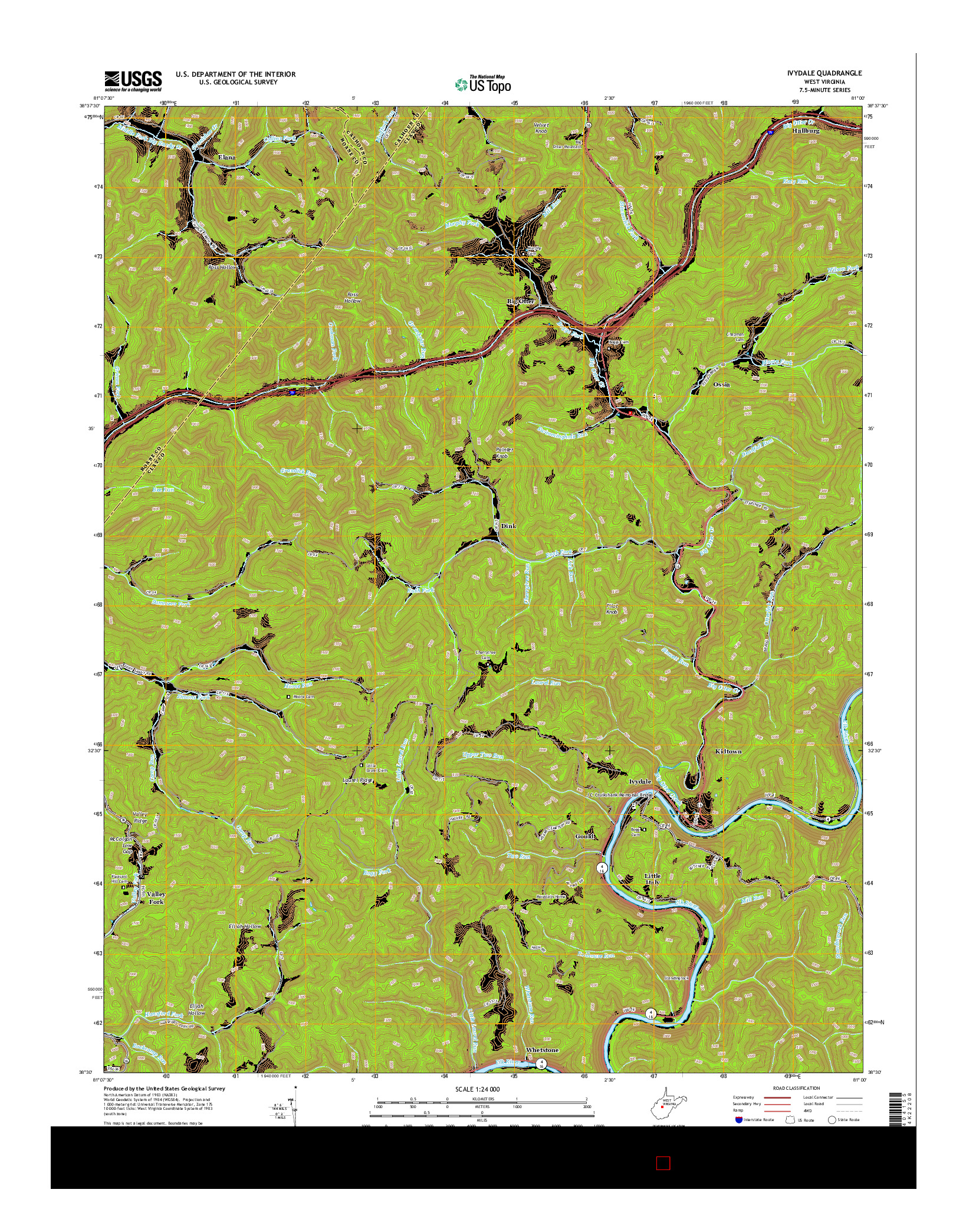 USGS US TOPO 7.5-MINUTE MAP FOR IVYDALE, WV 2014