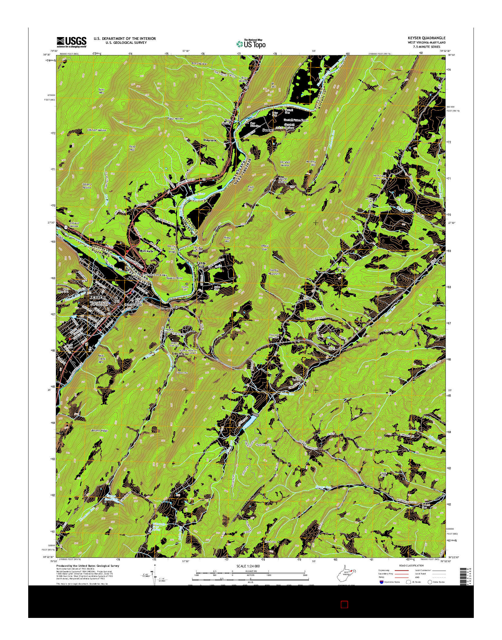 USGS US TOPO 7.5-MINUTE MAP FOR KEYSER, WV-MD 2014