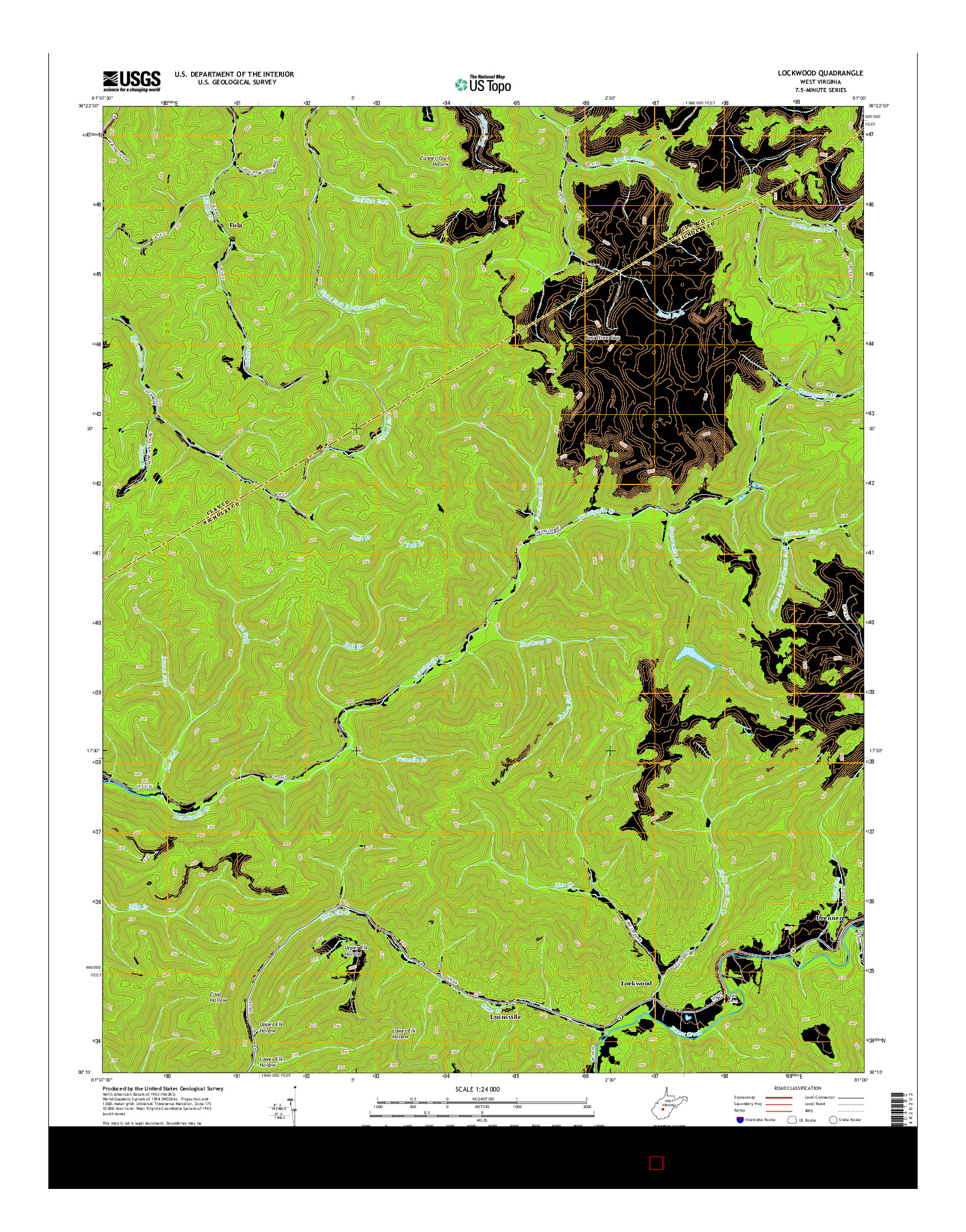 USGS US TOPO 7.5-MINUTE MAP FOR LOCKWOOD, WV 2014
