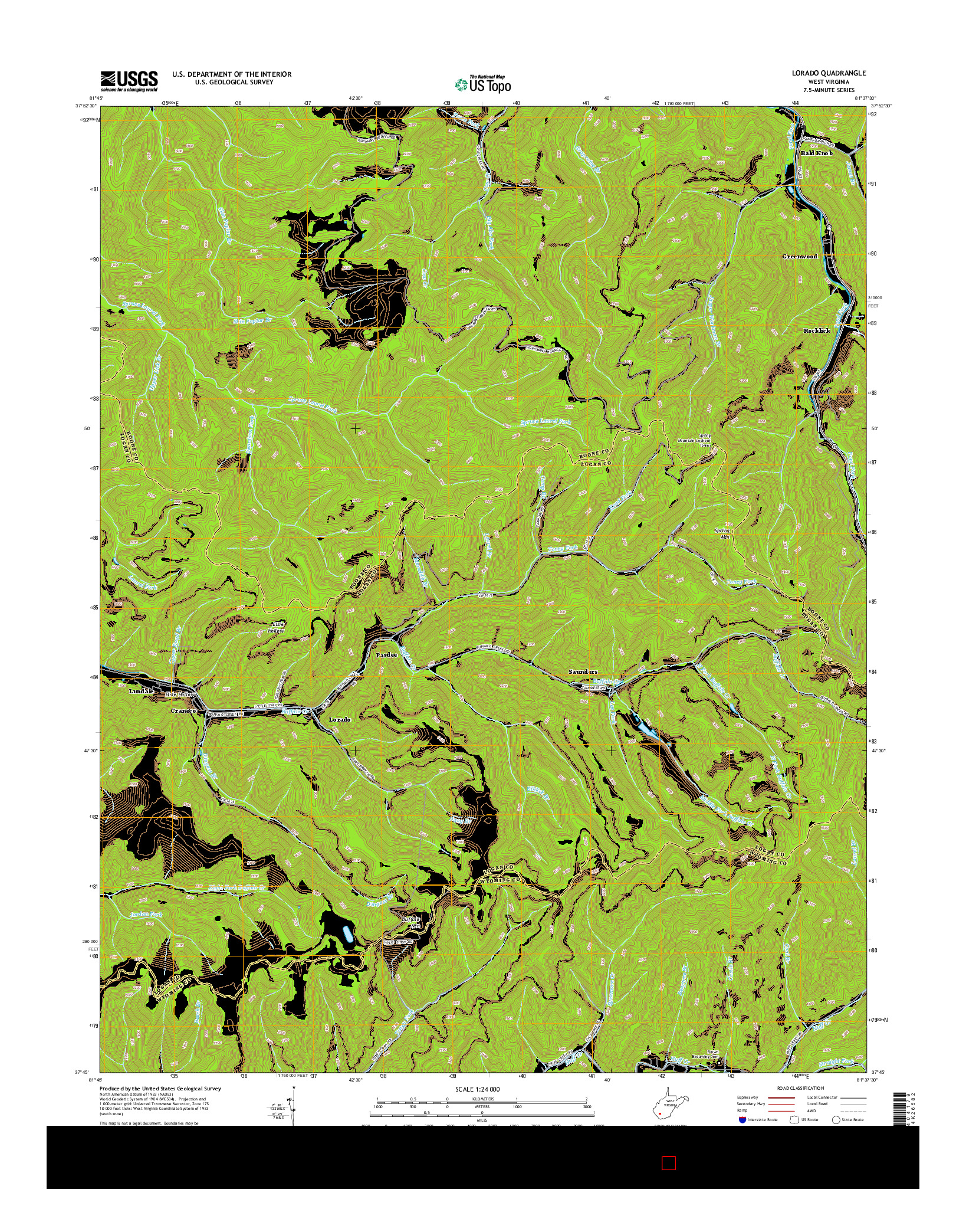 USGS US TOPO 7.5-MINUTE MAP FOR LORADO, WV 2014