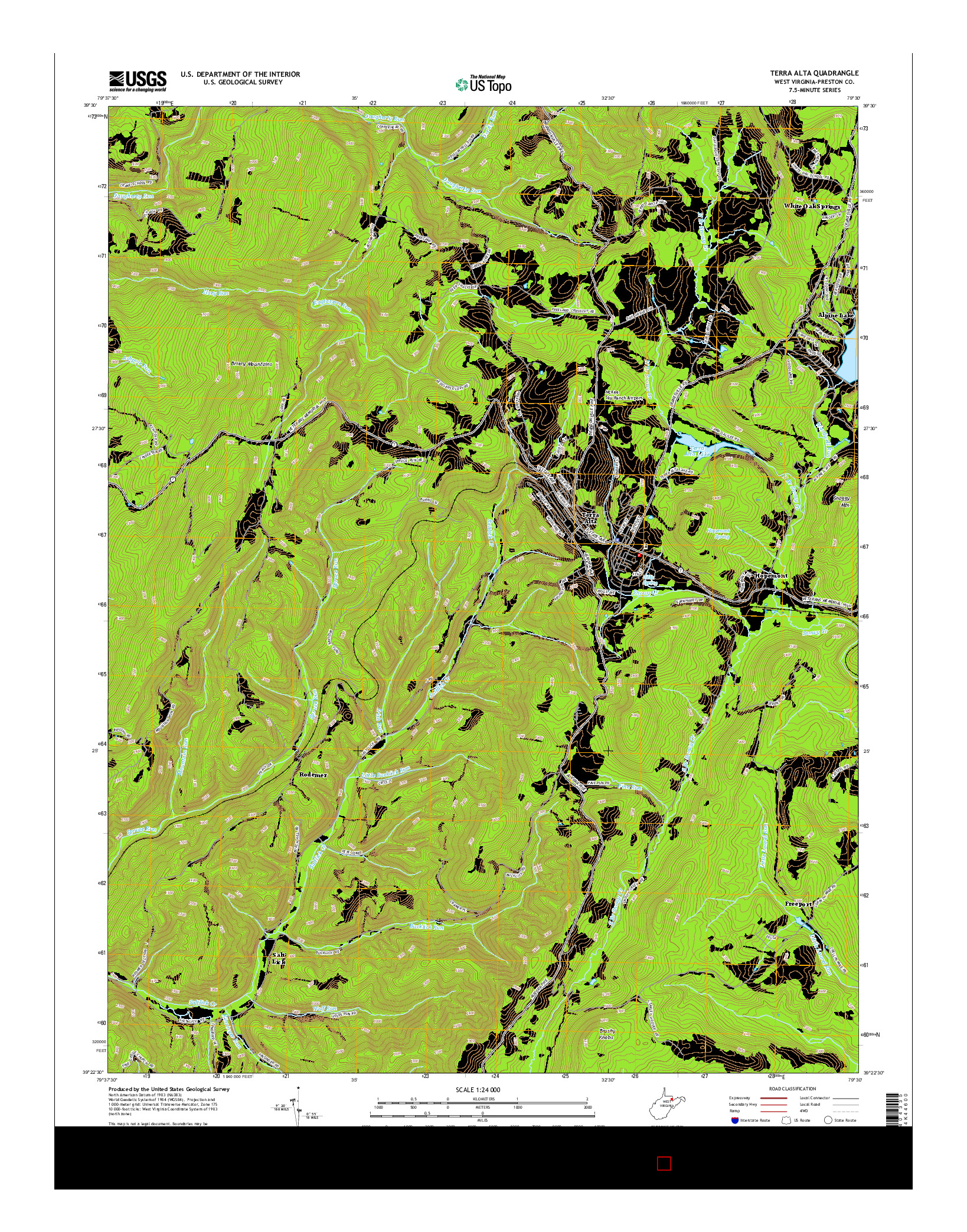 USGS US TOPO 7.5-MINUTE MAP FOR TERRA ALTA, WV 2014