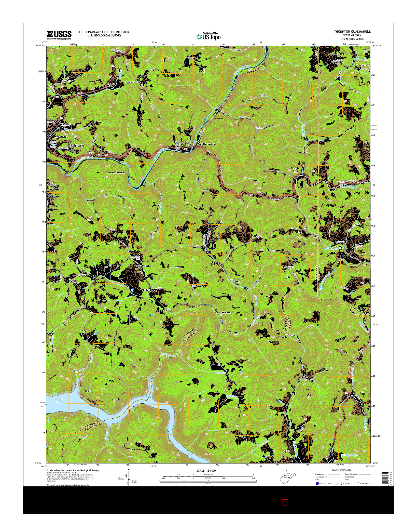 USGS US TOPO 7.5-MINUTE MAP FOR THORNTON, WV 2014