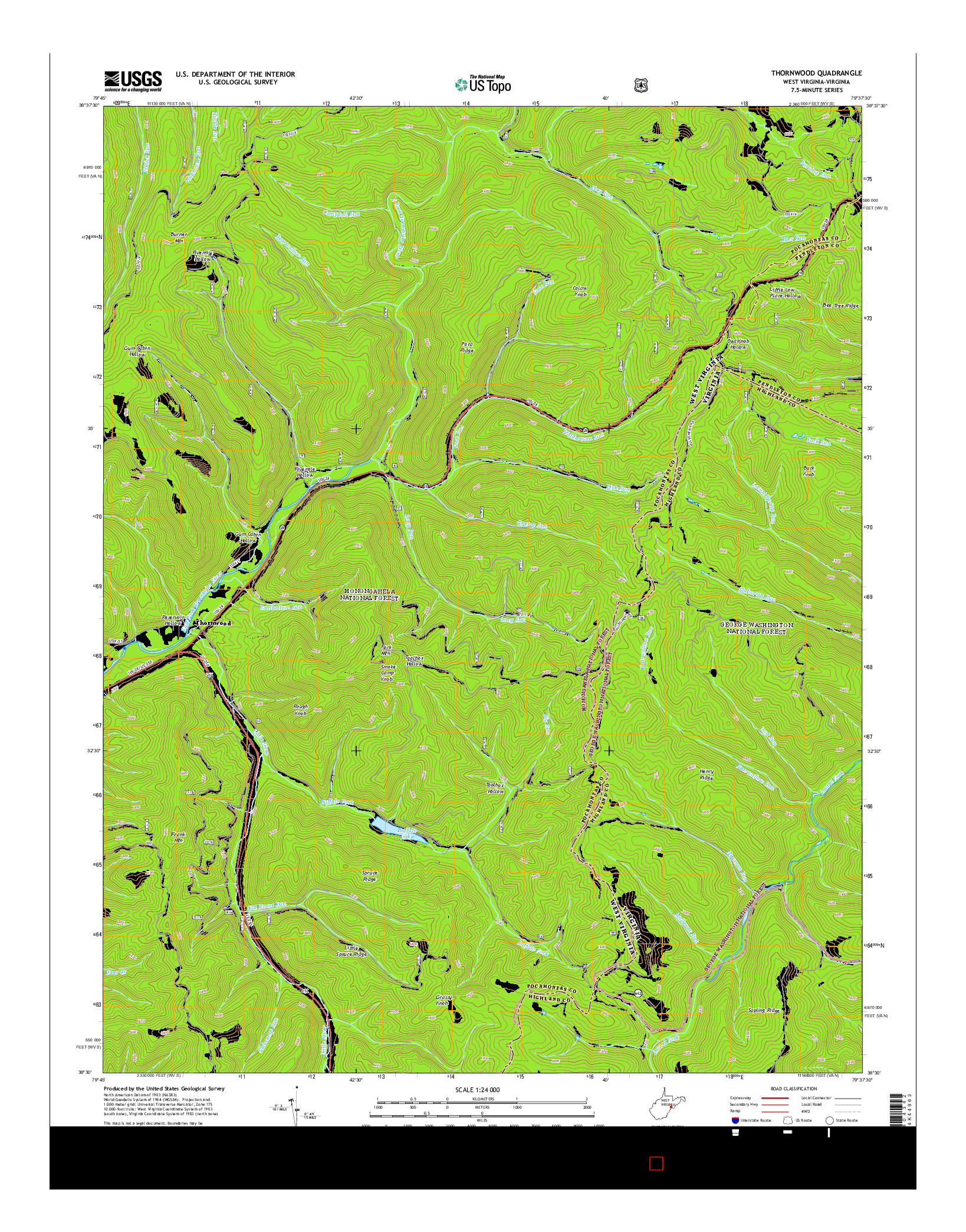 USGS US TOPO 7.5-MINUTE MAP FOR THORNWOOD, WV-VA 2014