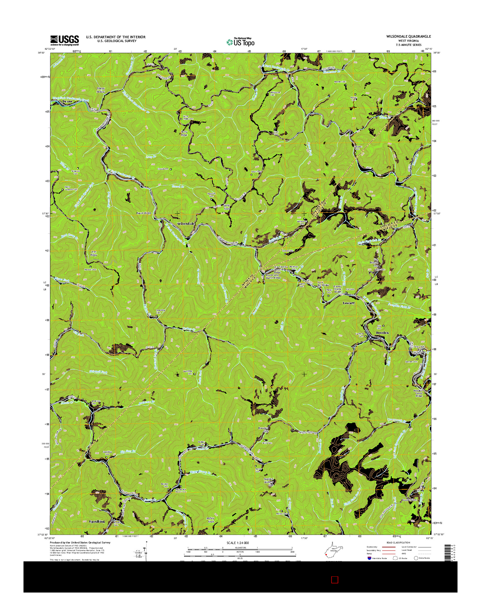 USGS US TOPO 7.5-MINUTE MAP FOR WILSONDALE, WV 2014