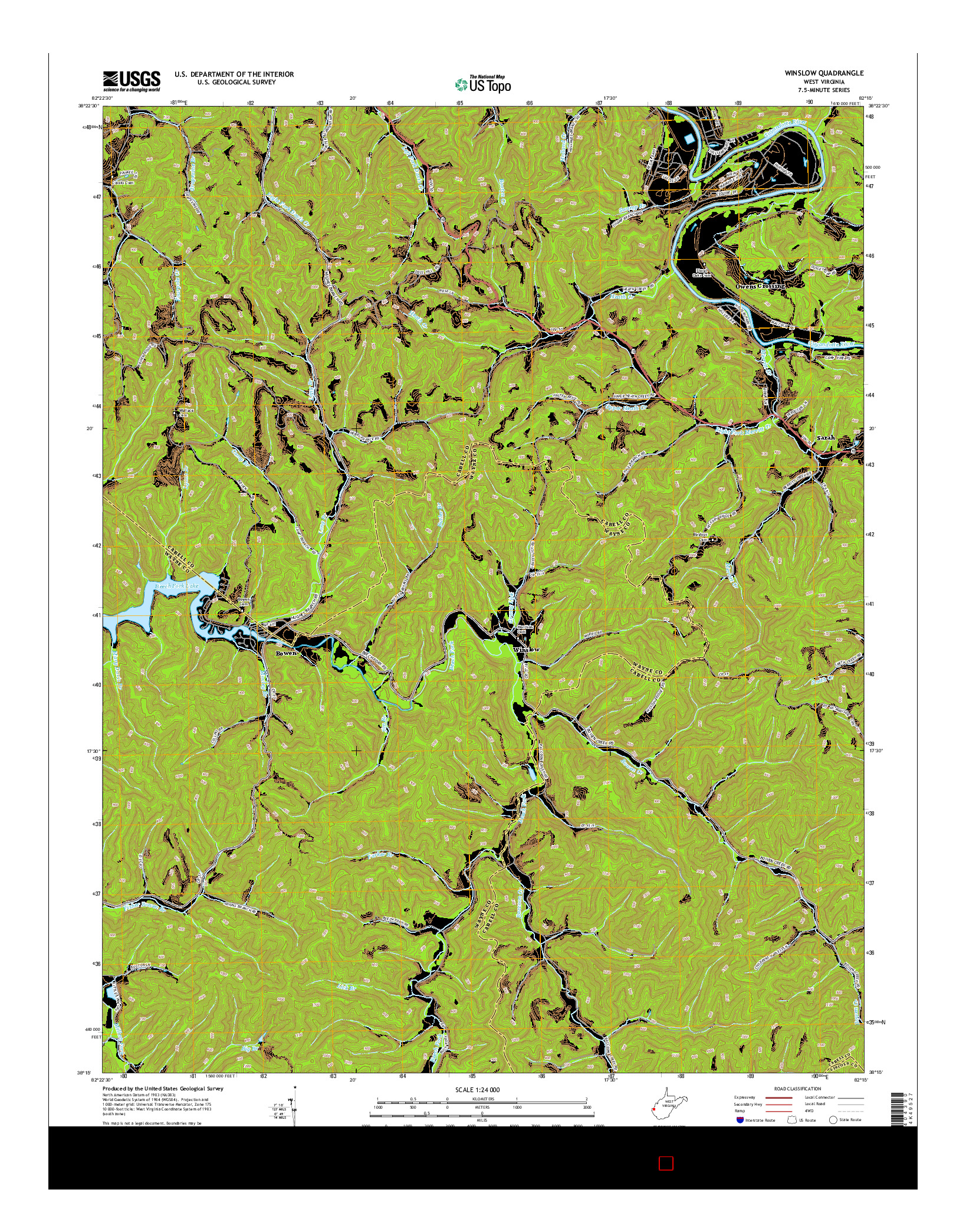 USGS US TOPO 7.5-MINUTE MAP FOR WINSLOW, WV 2014