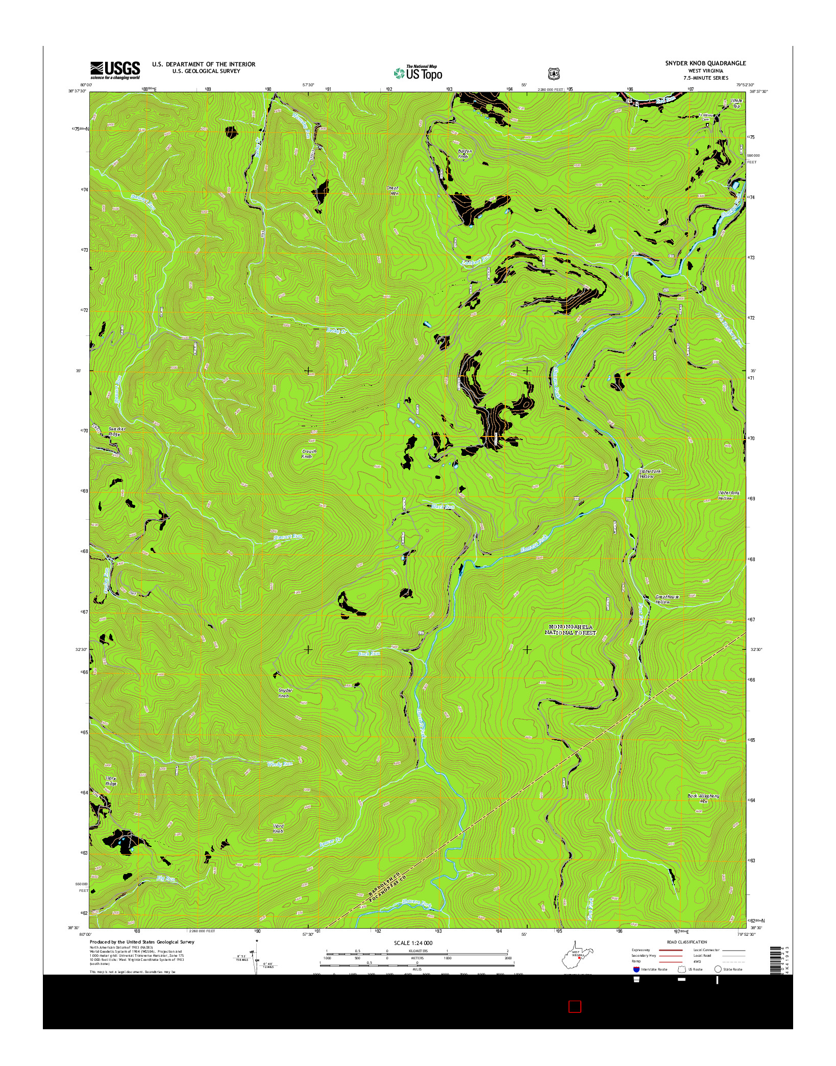 USGS US TOPO 7.5-MINUTE MAP FOR SNYDER KNOB, WV 2014