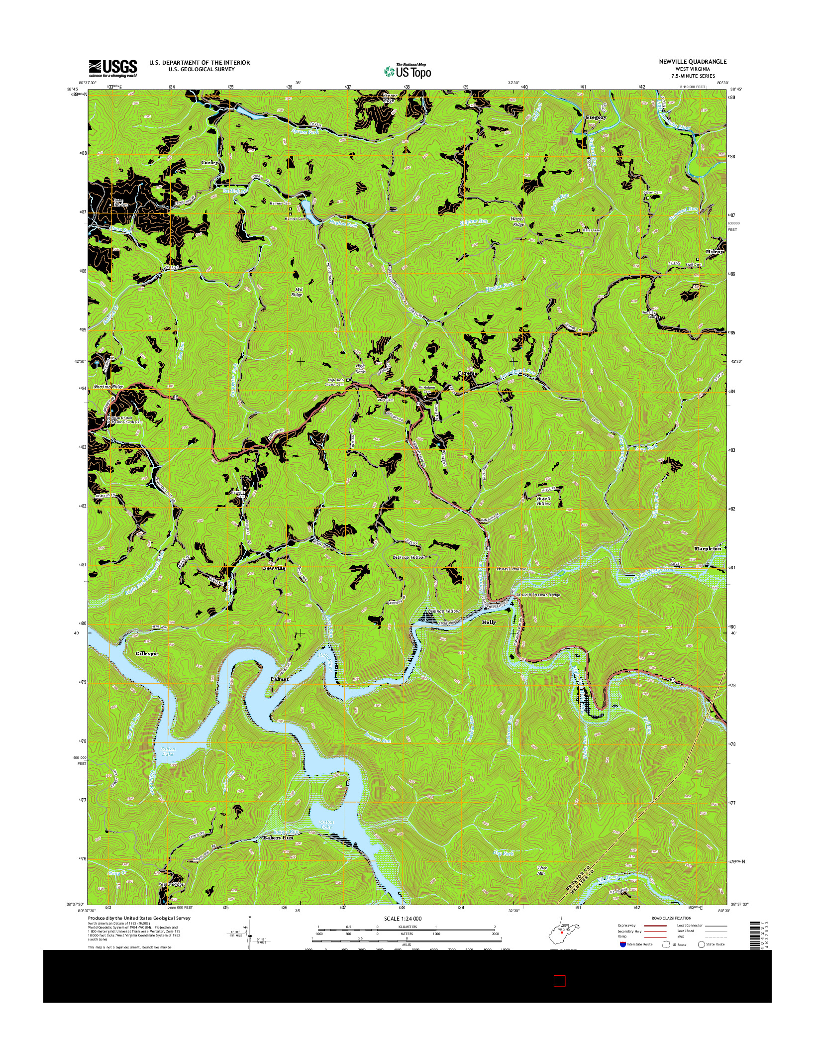 USGS US TOPO 7.5-MINUTE MAP FOR NEWVILLE, WV 2014