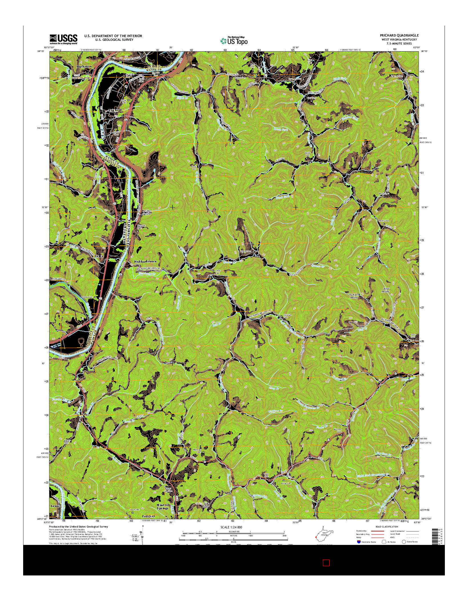USGS US TOPO 7.5-MINUTE MAP FOR PRICHARD, WV-KY 2014