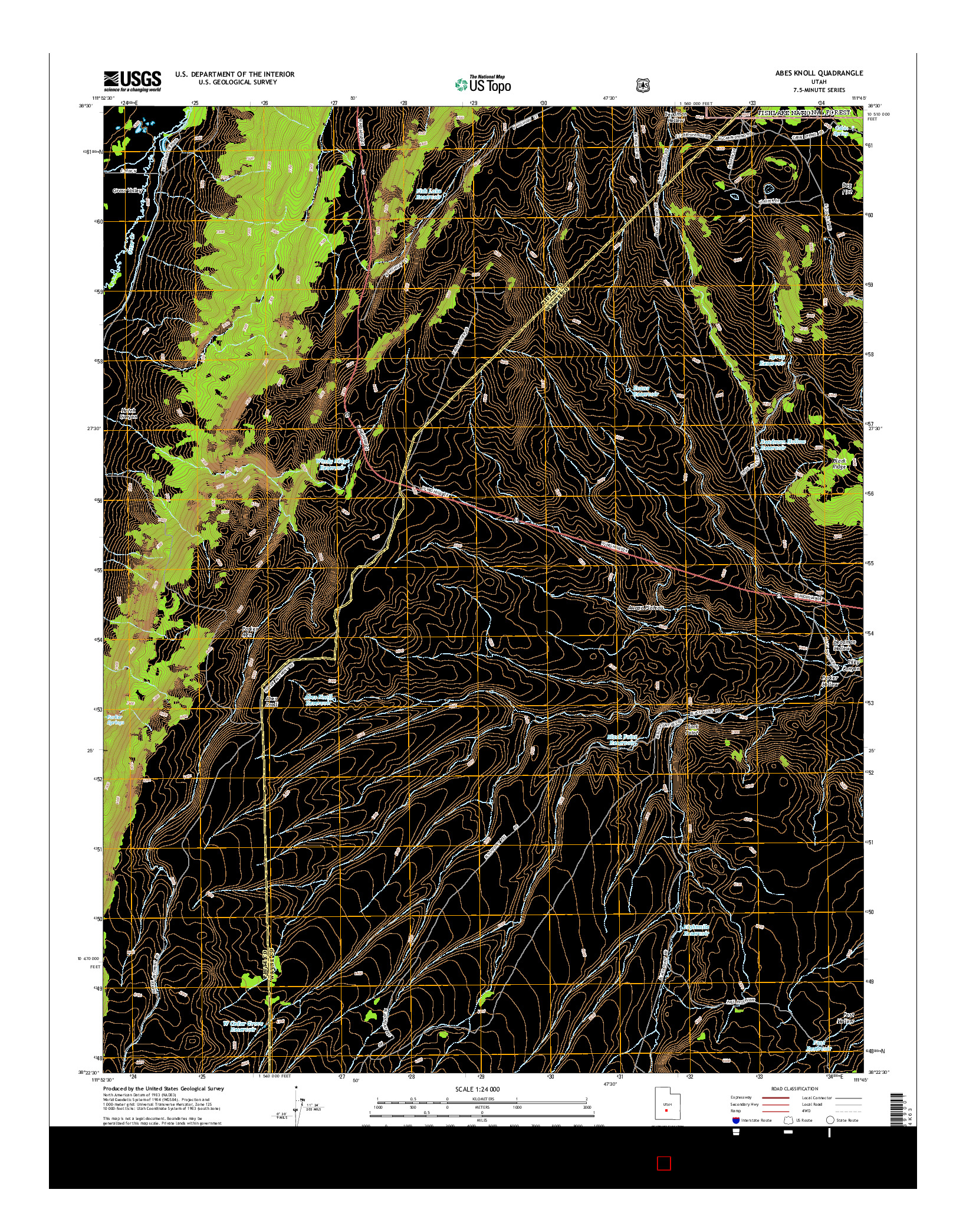 USGS US TOPO 7.5-MINUTE MAP FOR ABES KNOLL, UT 2014