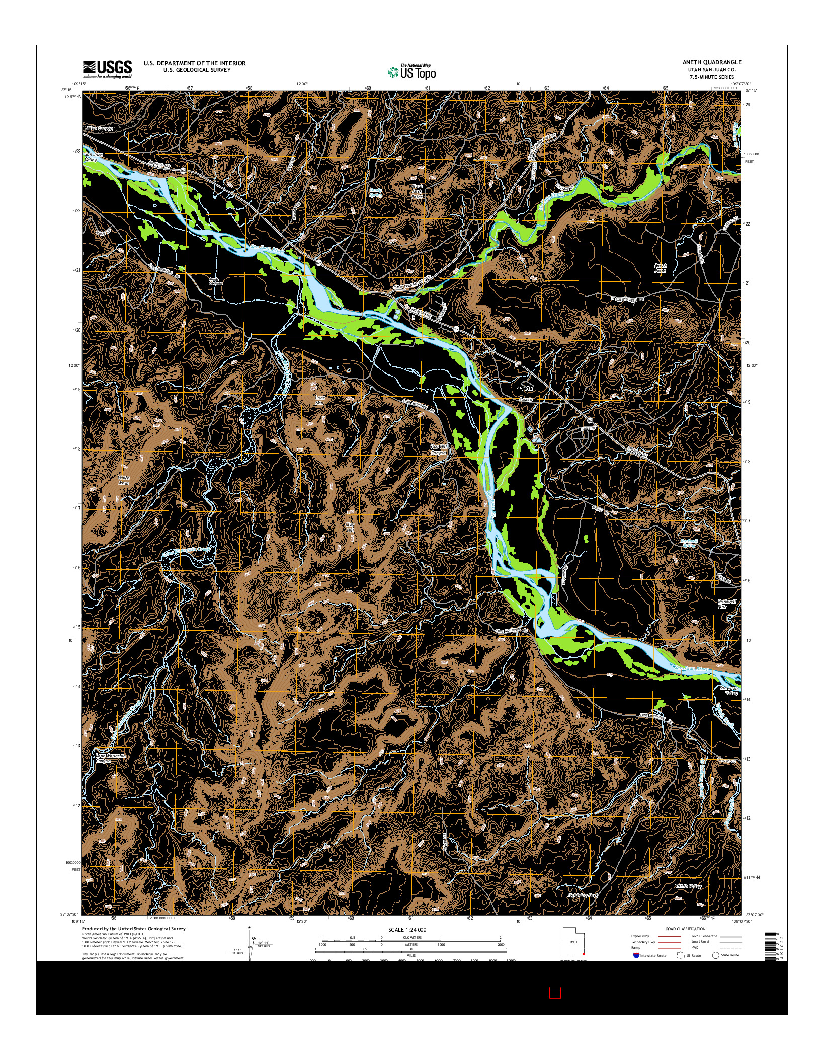 USGS US TOPO 7.5-MINUTE MAP FOR ANETH, UT 2014