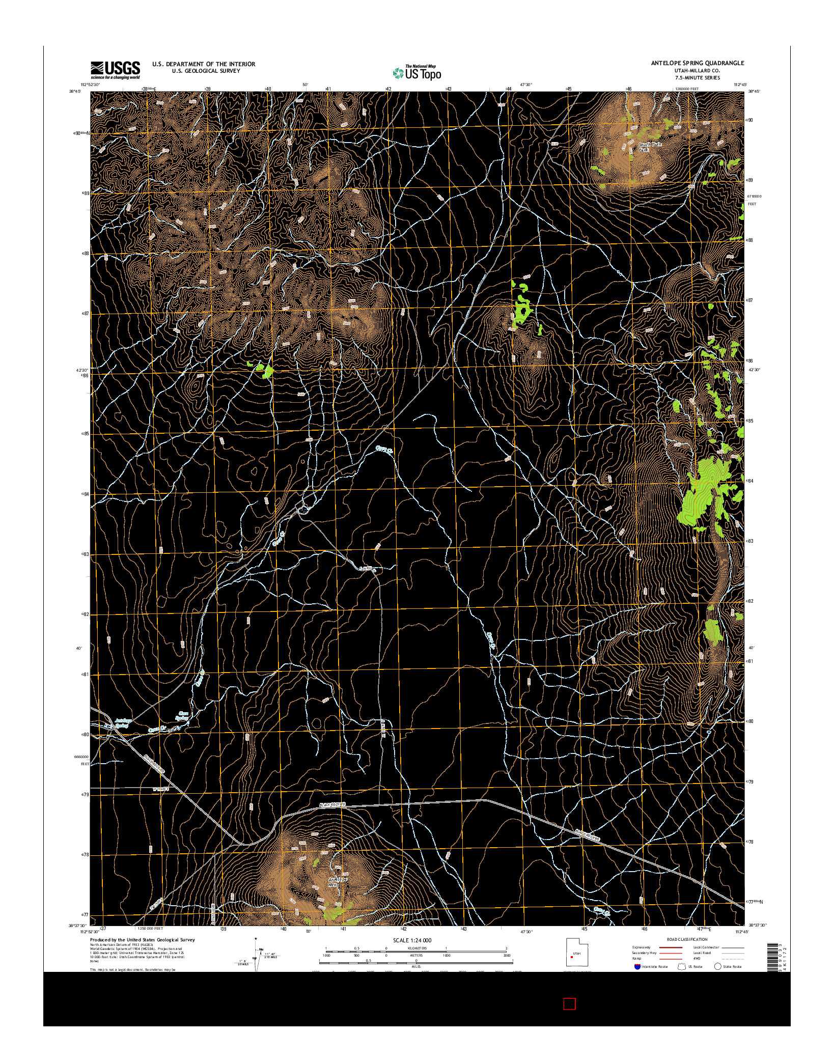 USGS US TOPO 7.5-MINUTE MAP FOR ANTELOPE SPRING, UT 2014