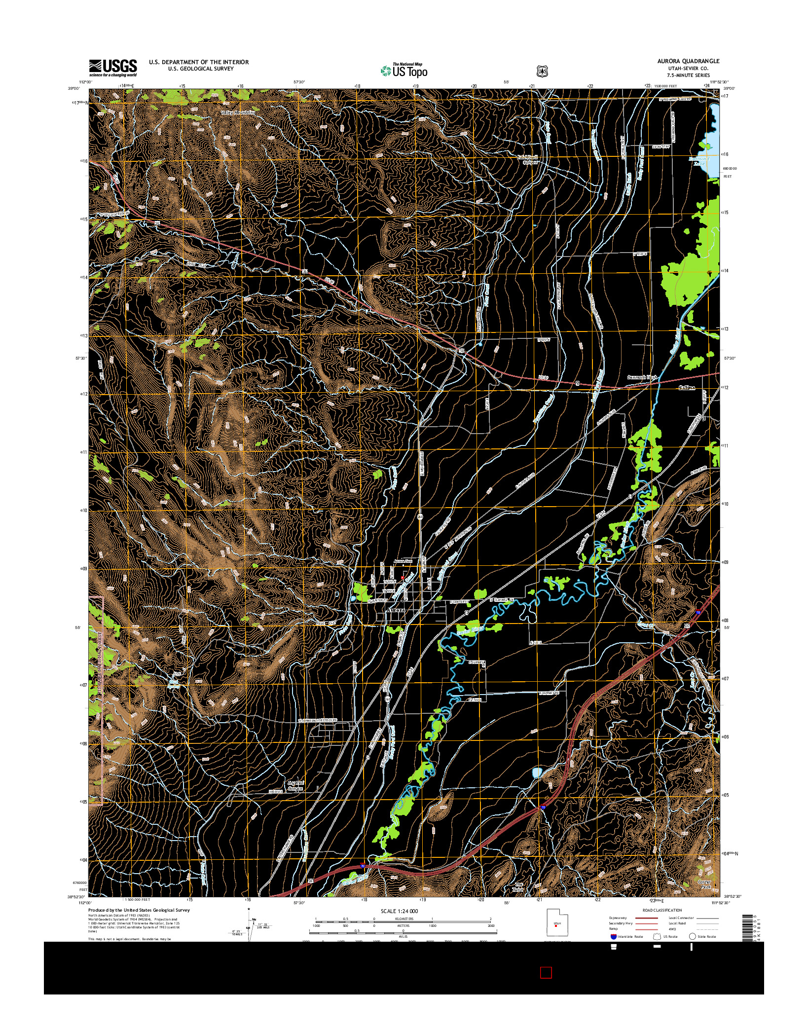 USGS US TOPO 7.5-MINUTE MAP FOR AURORA, UT 2014