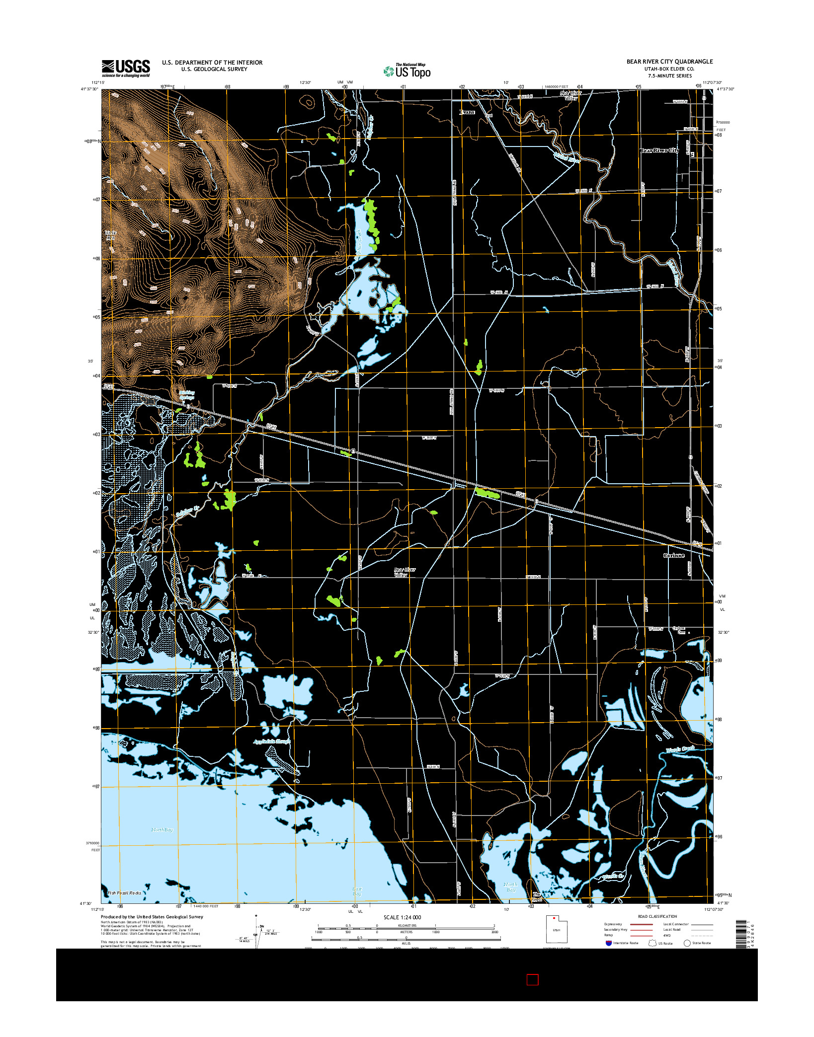 USGS US TOPO 7.5-MINUTE MAP FOR BEAR RIVER CITY, UT 2014