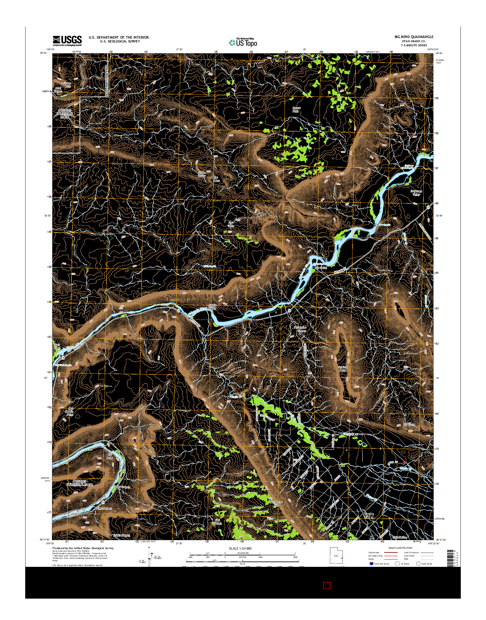 USGS US TOPO 7.5-MINUTE MAP FOR BIG BEND, UT 2014