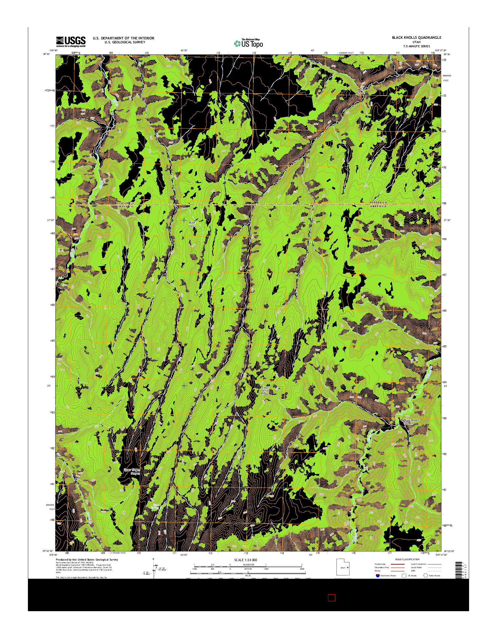 USGS US TOPO 7.5-MINUTE MAP FOR BLACK KNOLLS, UT 2014